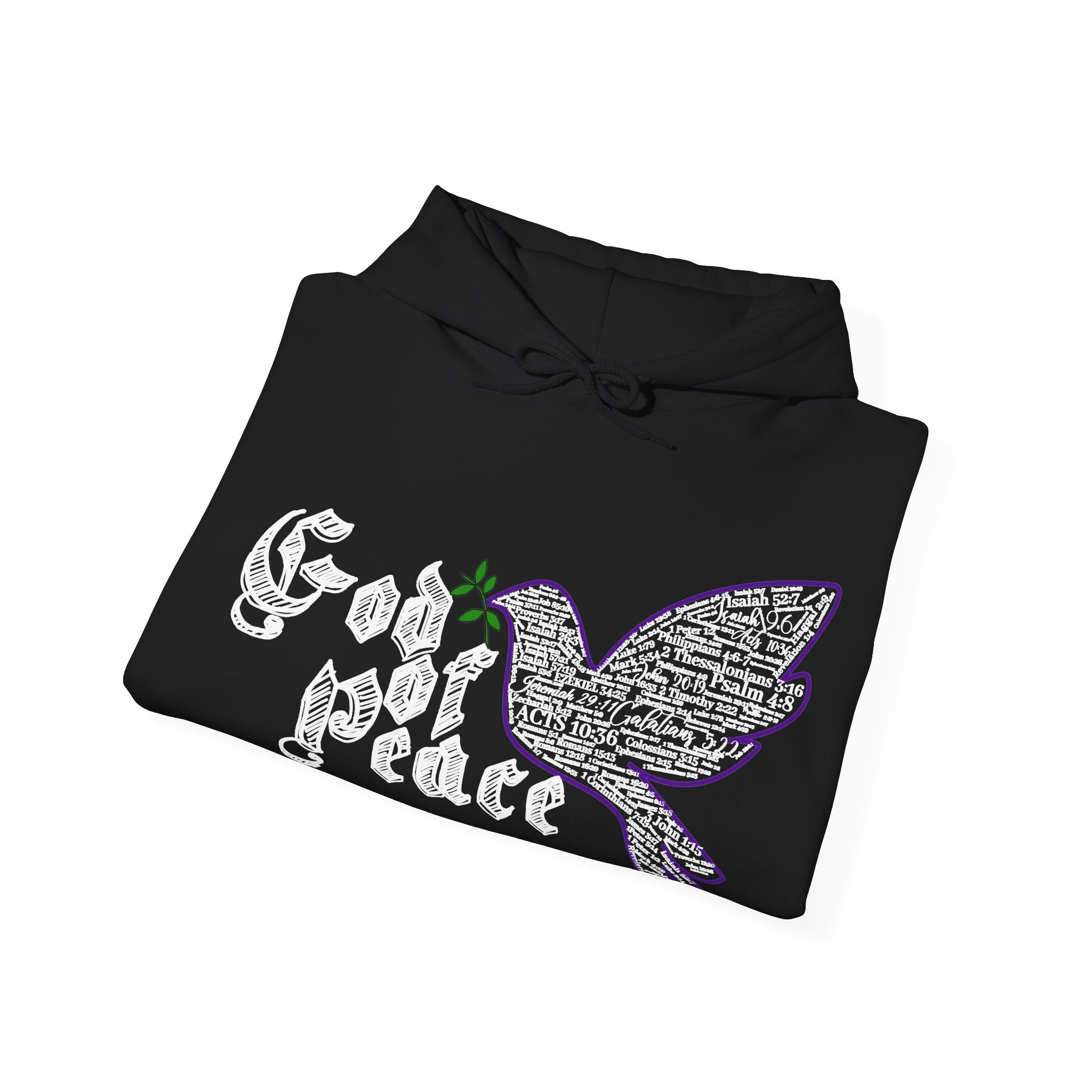 Peace Dove Hoodie — God of Peace Script Graphic Hooded Sweatshirt