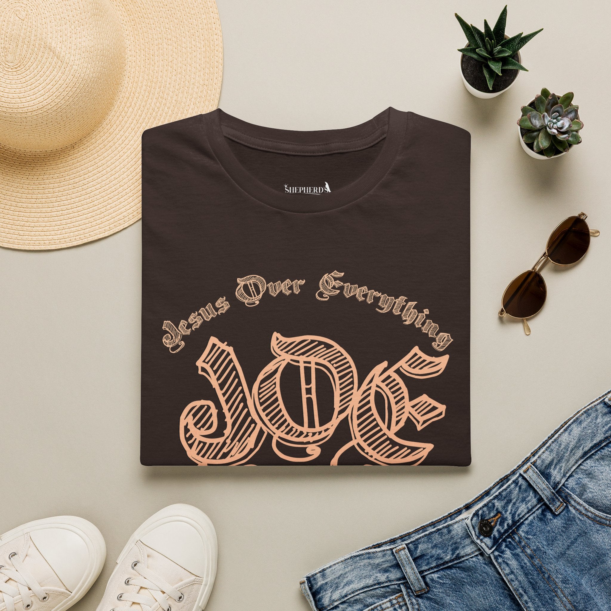 J.O.E "Jesus Over Everything" T-Shirt — Faith-Based Vintage Script Tee