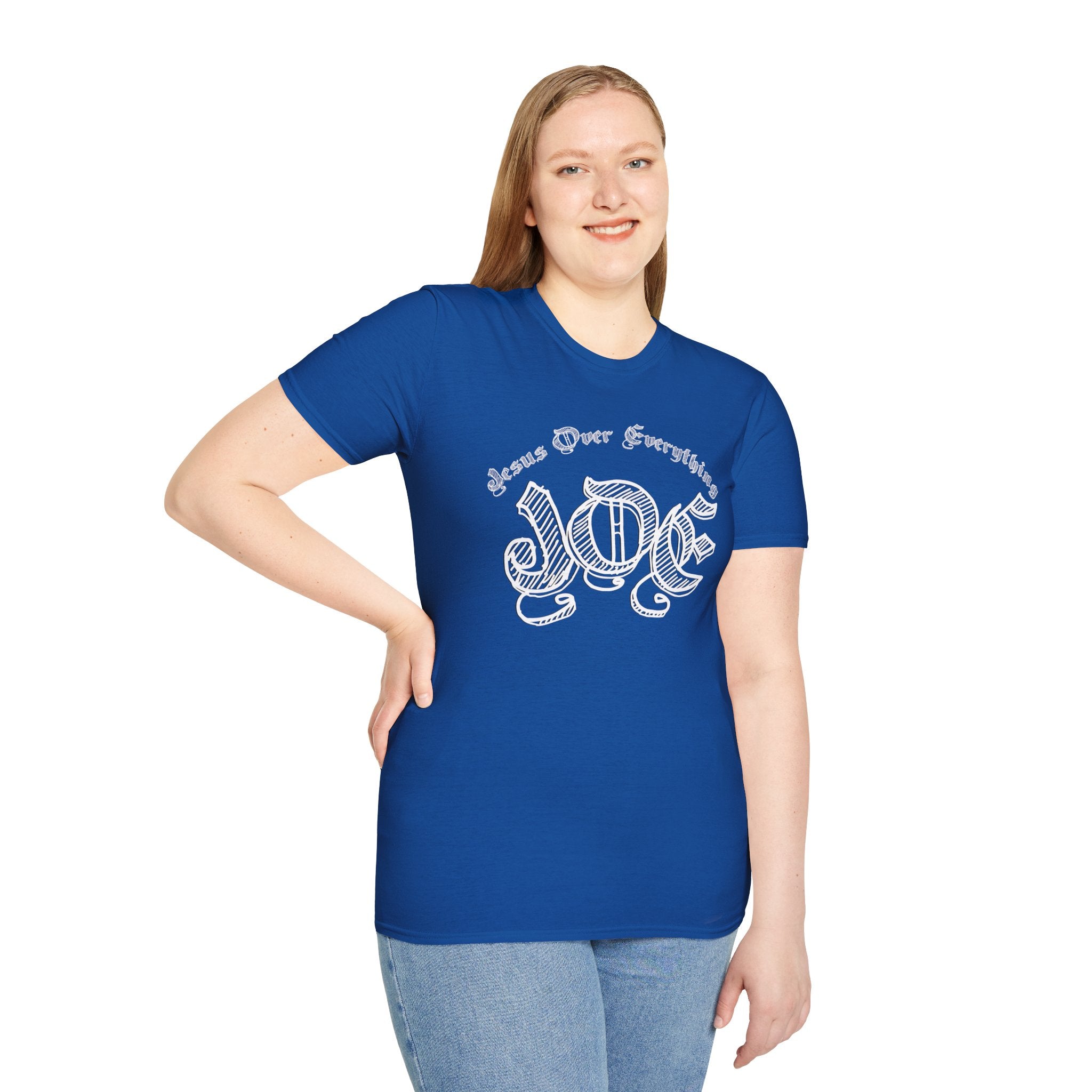 J.O.E "Jesus Over Everything" T-Shirt — Faith-Based Vintage Script Tee