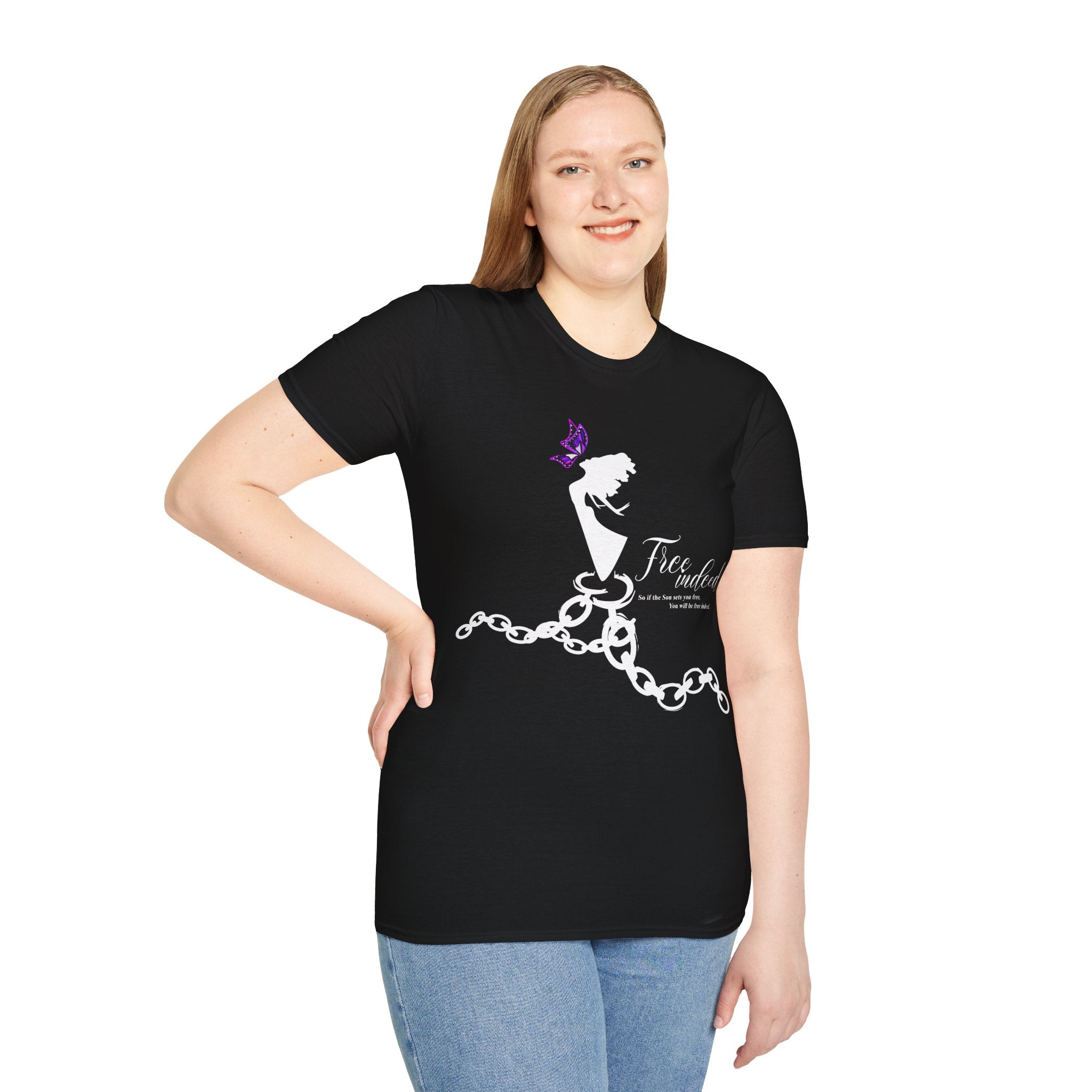 Free Indeed Tee — Inspirational Butterfly & Broken Chains T-Shirt