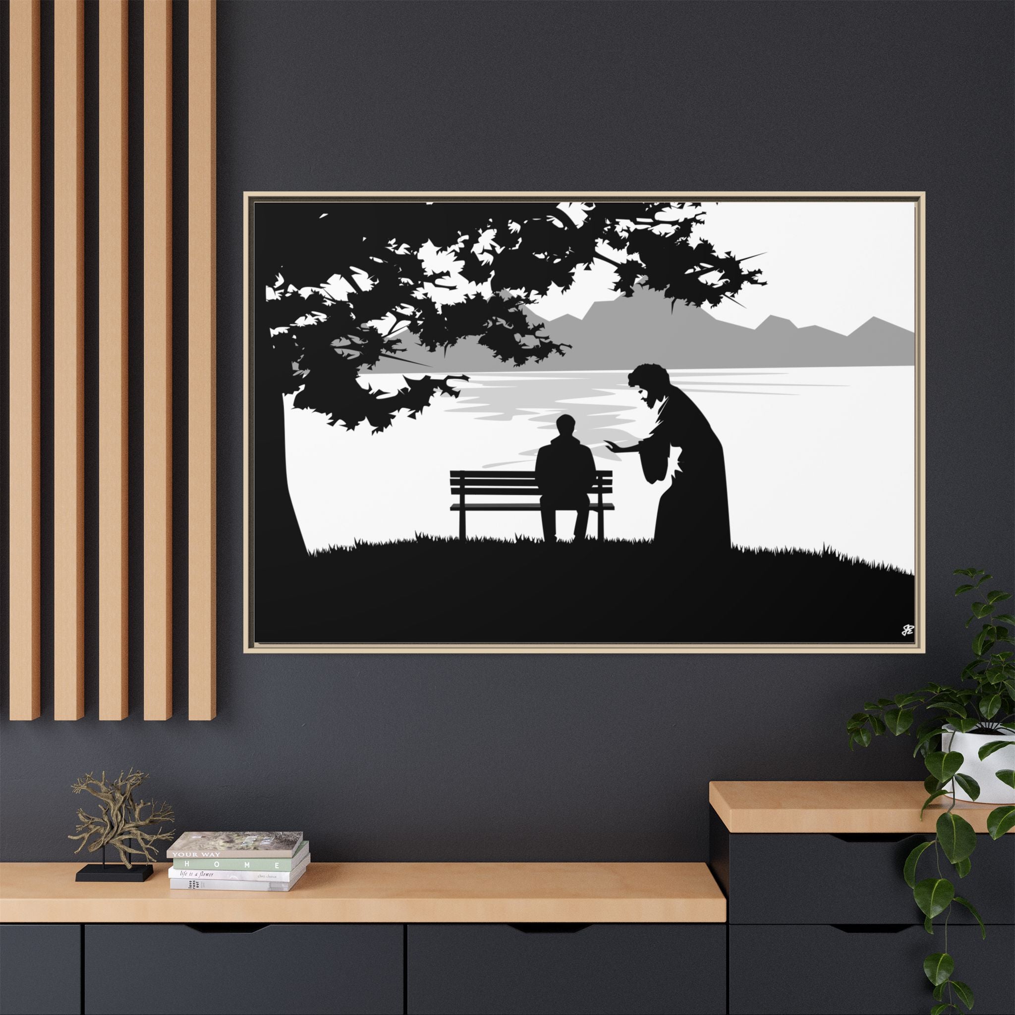"Alone But Not Alone"-Framed Matte Canvas with Boarder
