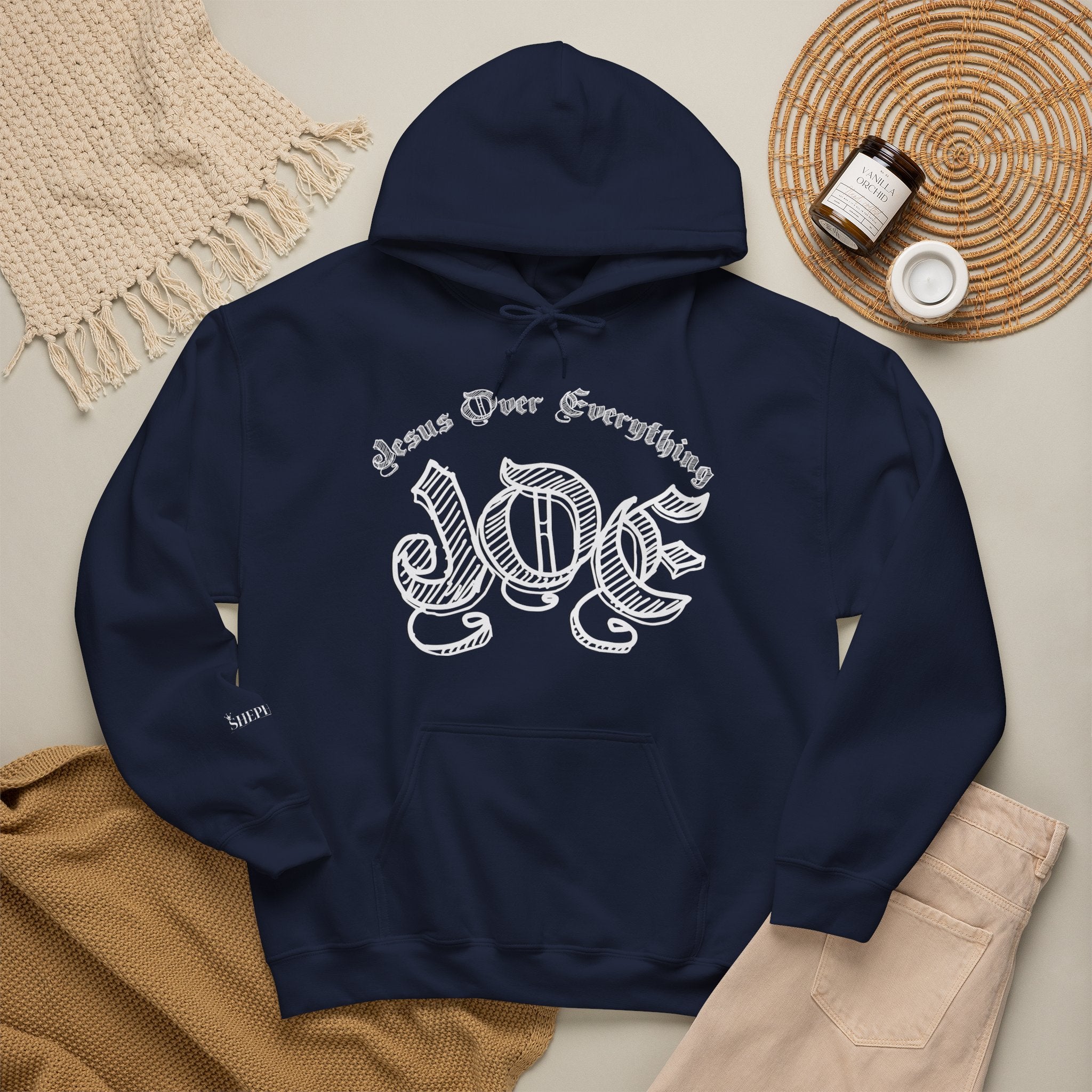Hoodie — 'Love' Gothic Script Pullover (Love Over Everything)