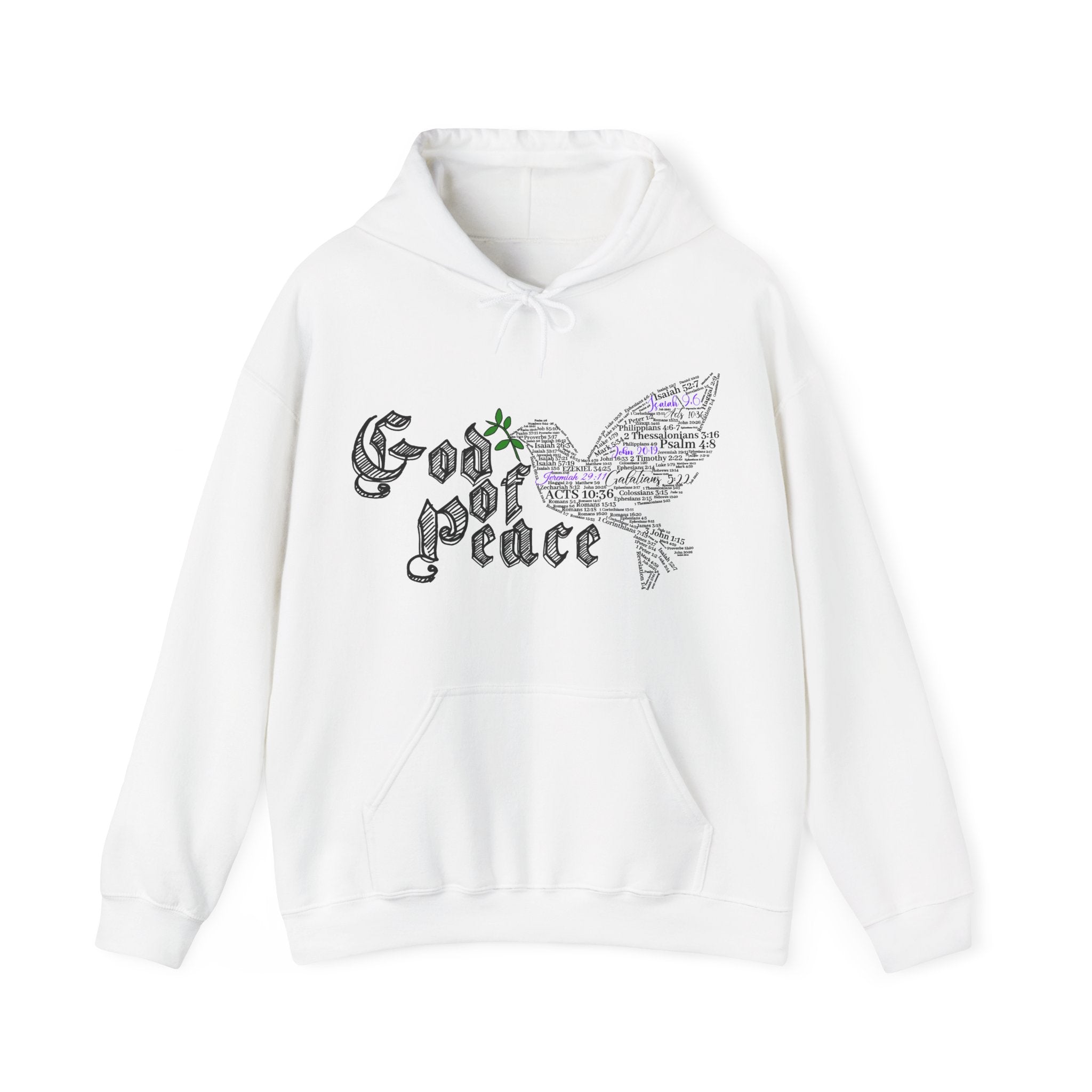 Peace Dove Hoodie — God of Peace Script Graphic Hooded Sweatshirt
