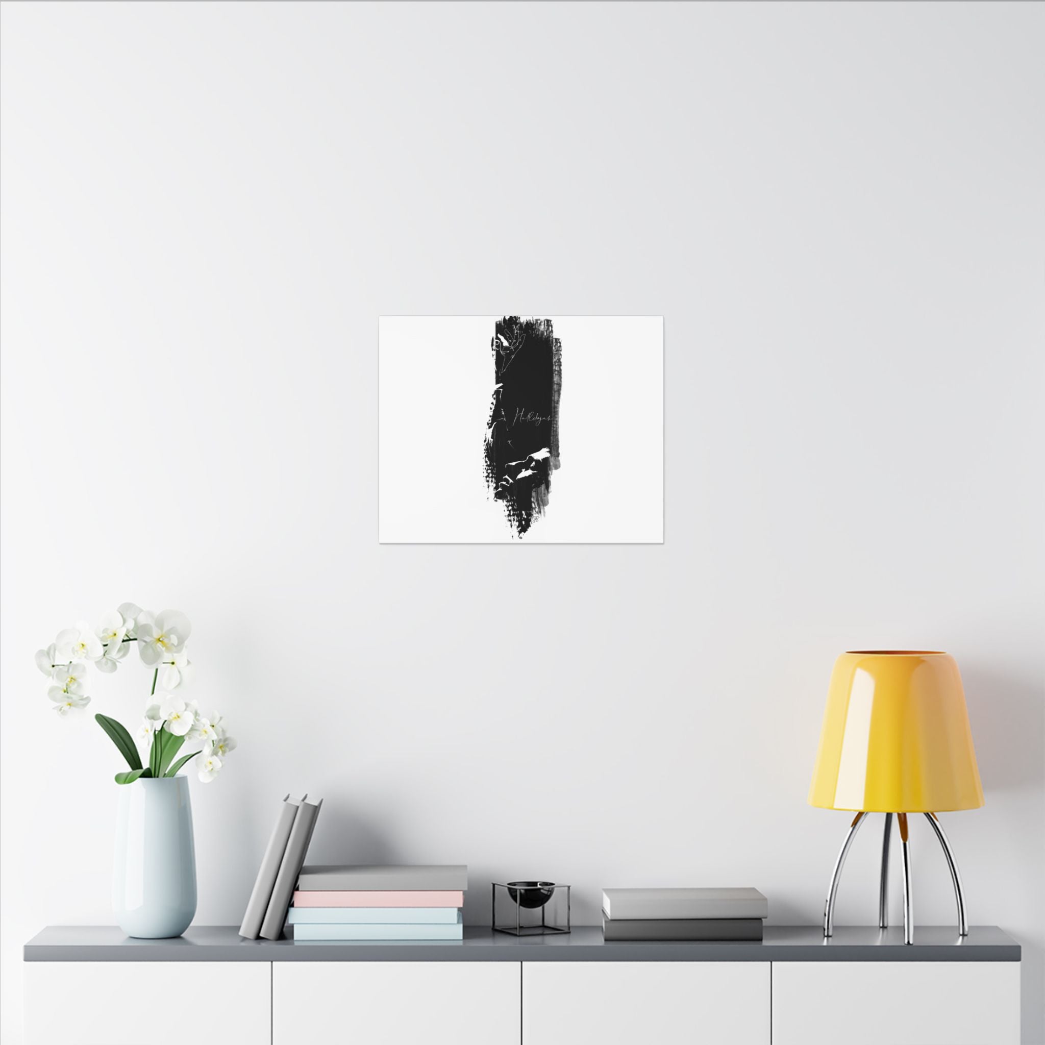 "Hallelujah" Abstract Black Brushstroke Canvas Print — Minimalist Stretched Wall Art