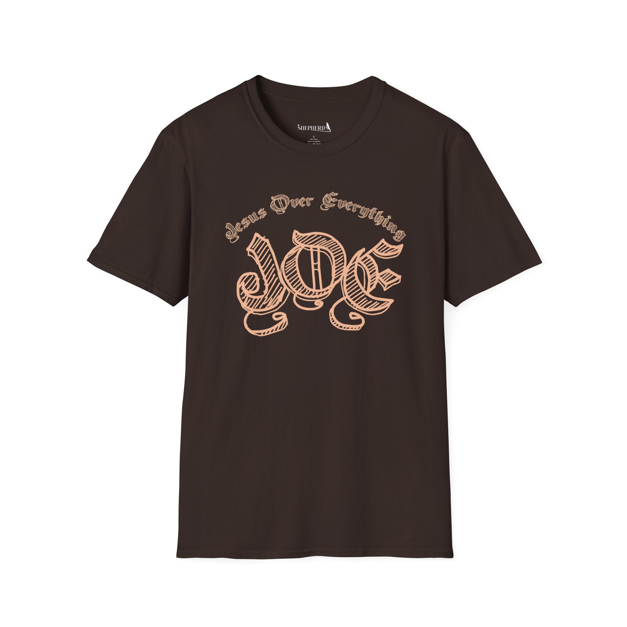J.O.E "Jesus Over Everything" T-Shirt — Faith-Based Vintage Script Tee