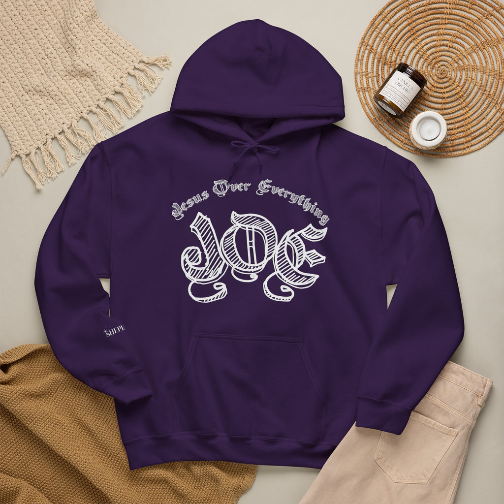 Hoodie — 'Love' Gothic Script Pullover (Love Over Everything)