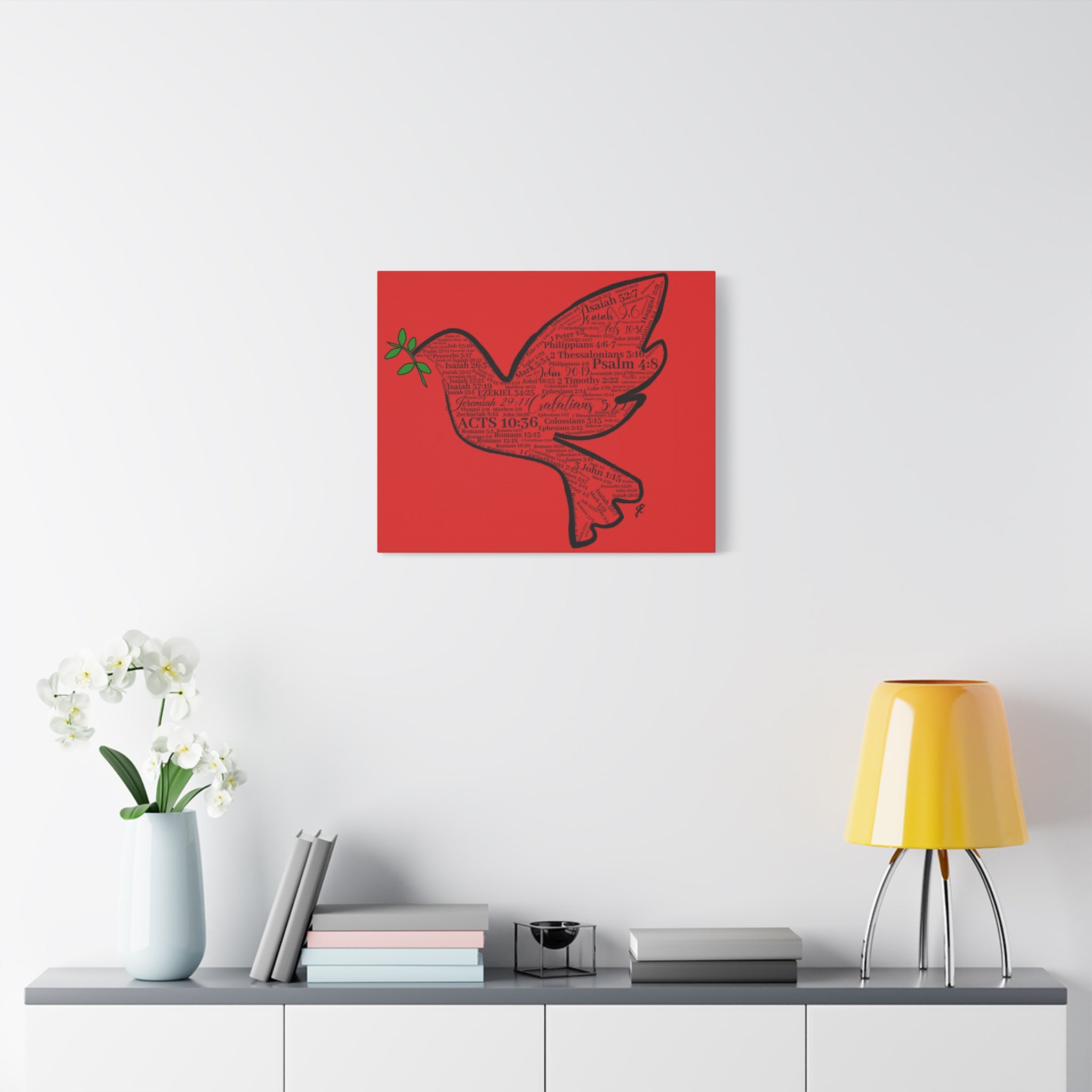Red "Peace" Scripture Wall Art Canvas – Christian Faith Bible Verse Decor