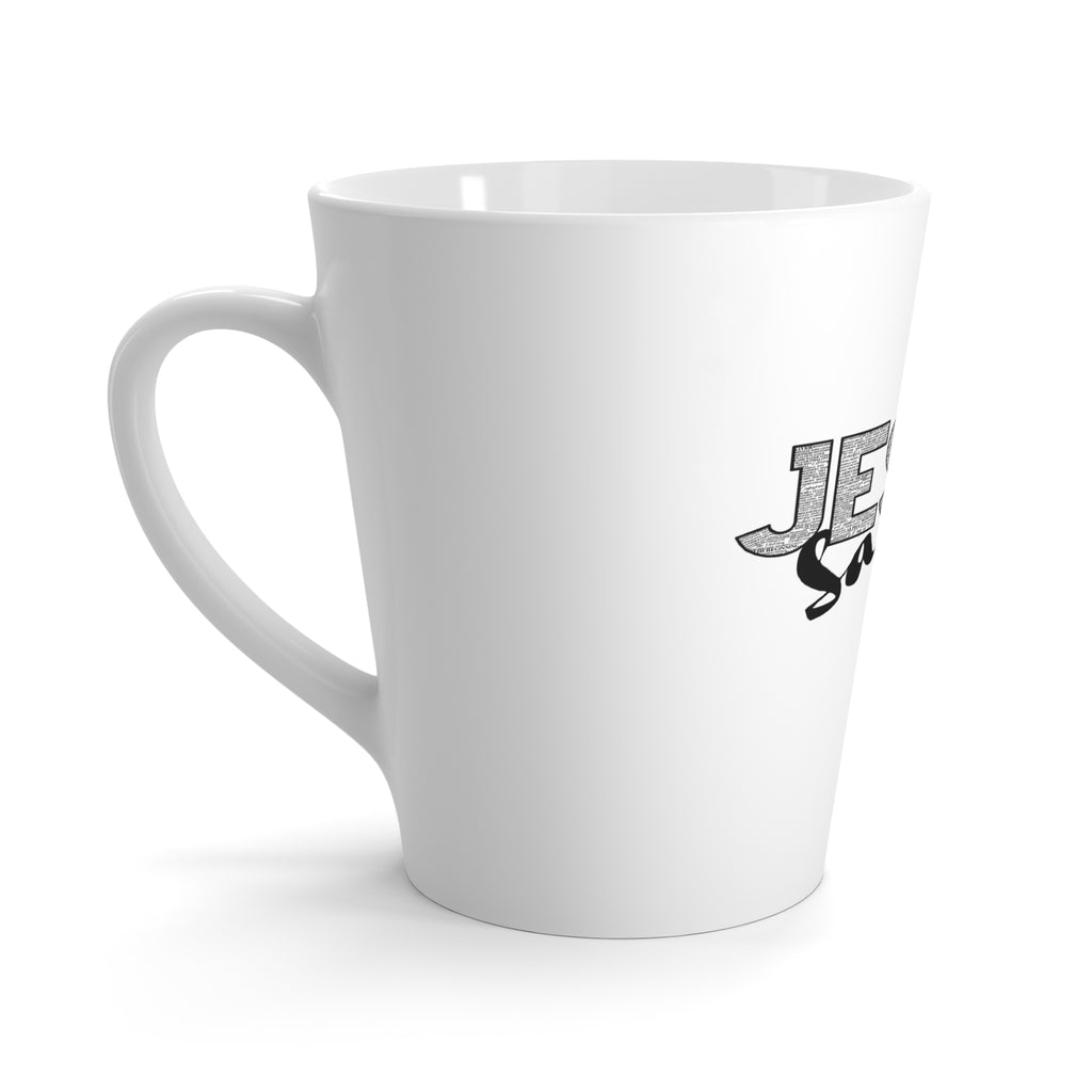 Latte Mug — "Jesus Saves" Christian Coffee Cup (Religious Gift, Church & Faith)