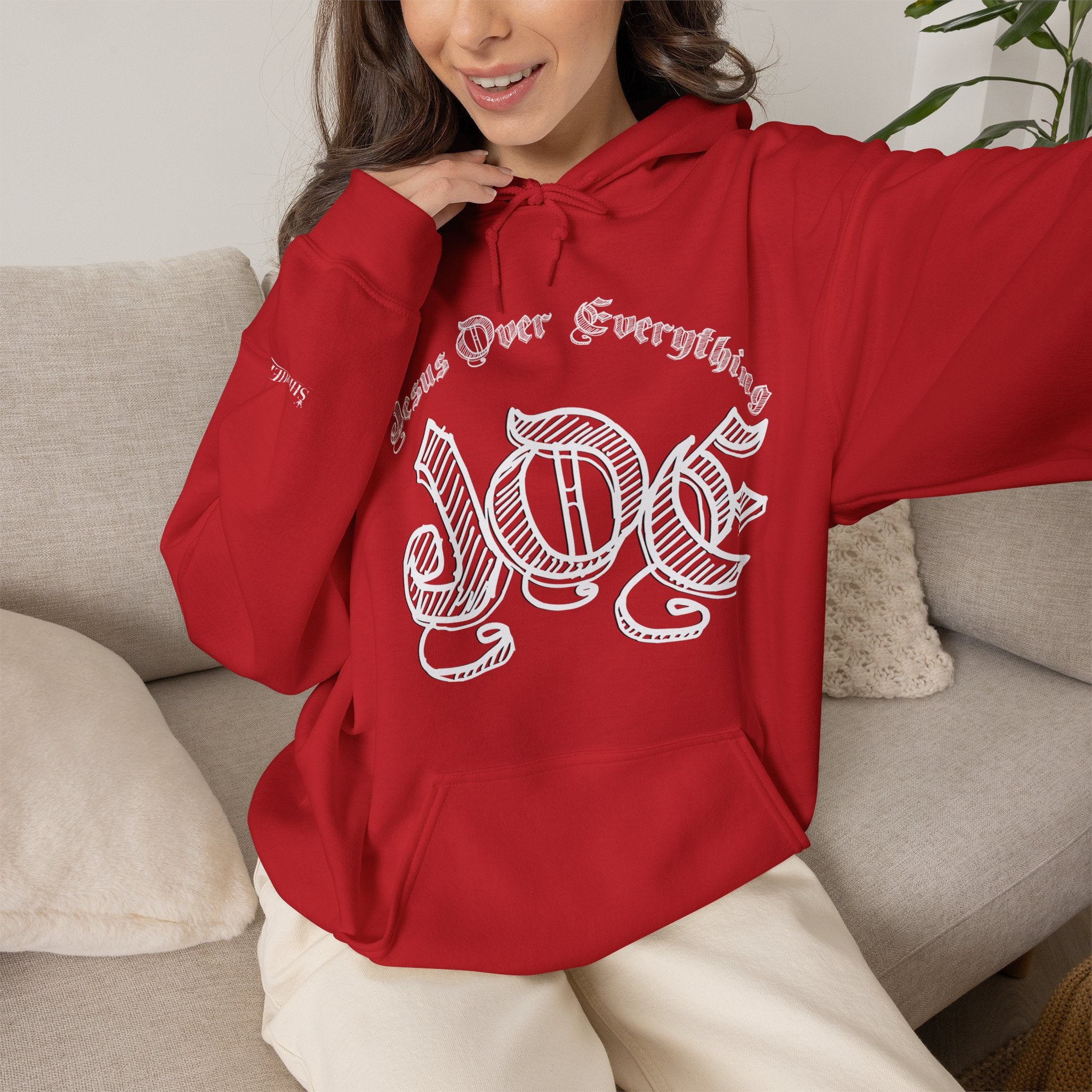 Hoodie — 'Love' Gothic Script Pullover (Love Over Everything)