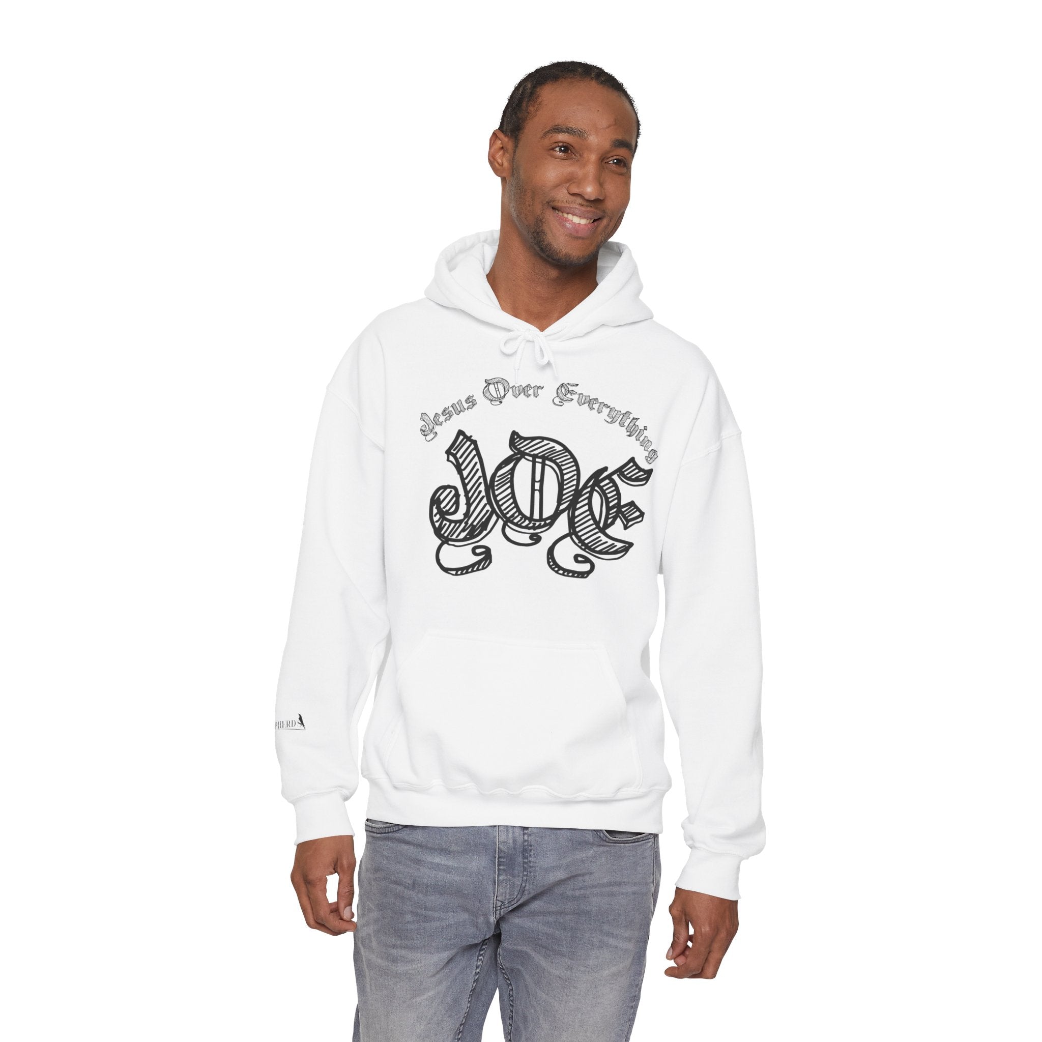Hoodie — 'Love' Gothic Script Pullover (Love Over Everything)