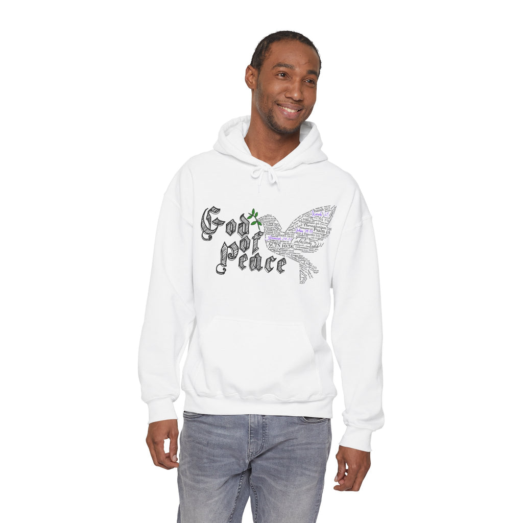 Peace Dove Hoodie — God of Peace Script Graphic Hooded Sweatshirt