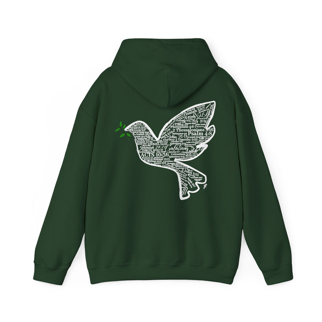 Peace Dove Hoodie — God of Peace Script Graphic Hooded Sweatshirt