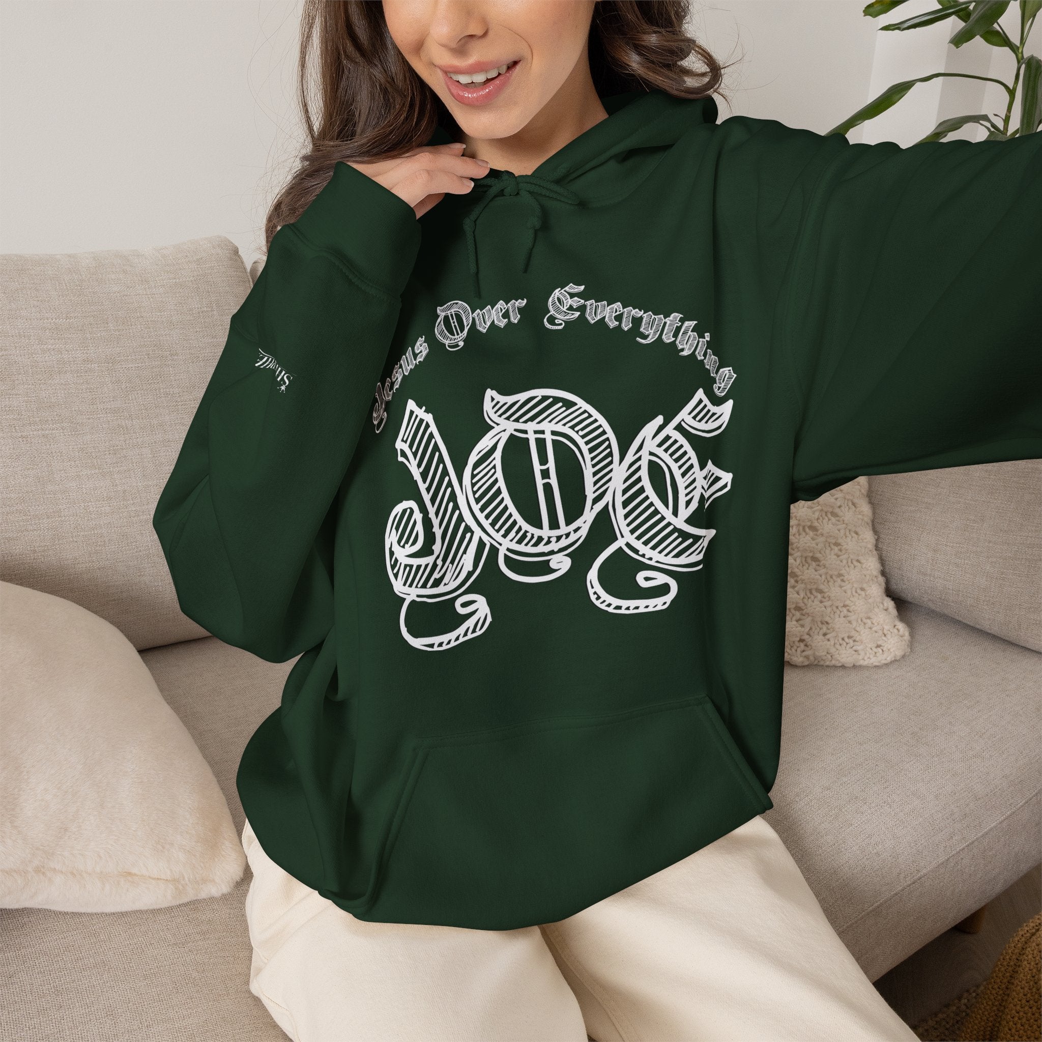 Hoodie — 'Love' Gothic Script Pullover (Love Over Everything)