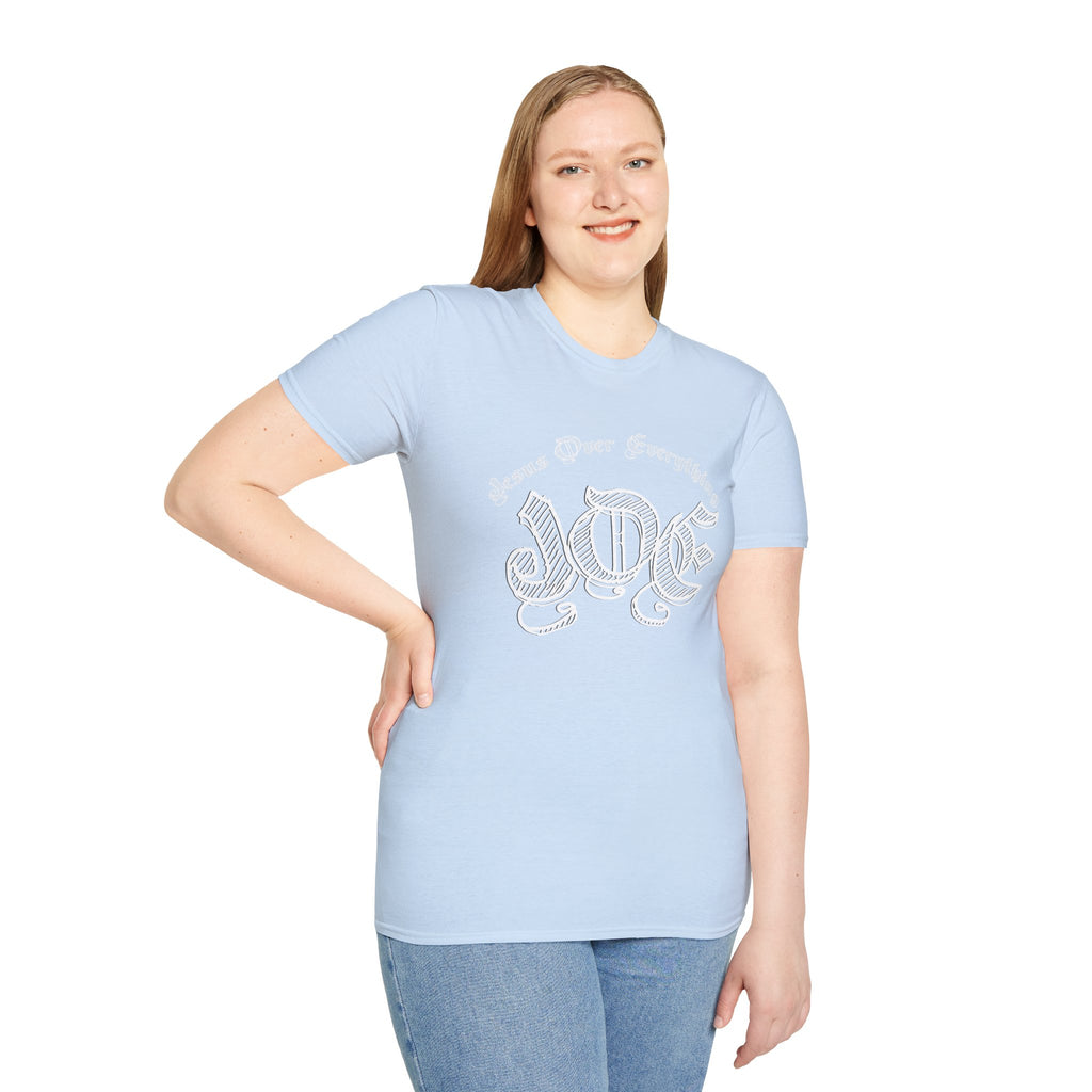 J.O.E "Jesus Over Everything" T-Shirt — Faith-Based Vintage Script Tee