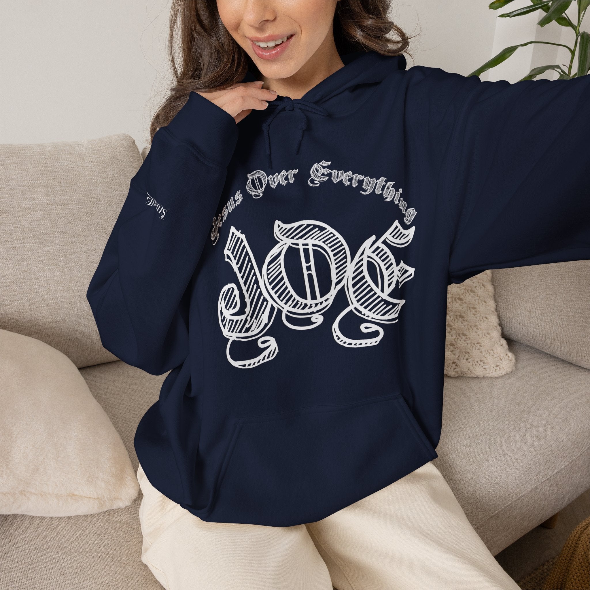 Hoodie — 'Love' Gothic Script Pullover (Love Over Everything)