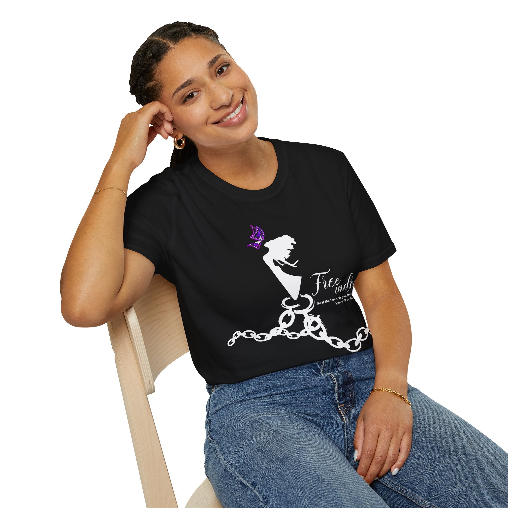 Free Indeed Tee — Inspirational Butterfly & Broken Chains T-Shirt