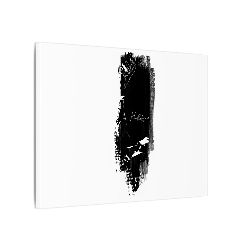 "Hallelujah" Abstract Black Brushstroke Canvas Print — Minimalist Stretched Wall Art
