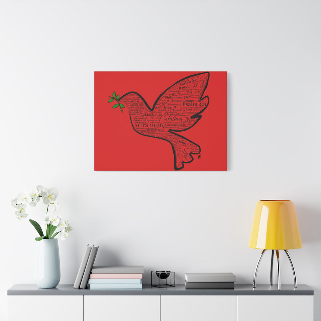 Red "Peace" Scripture Wall Art Canvas – Christian Faith Bible Verse Decor