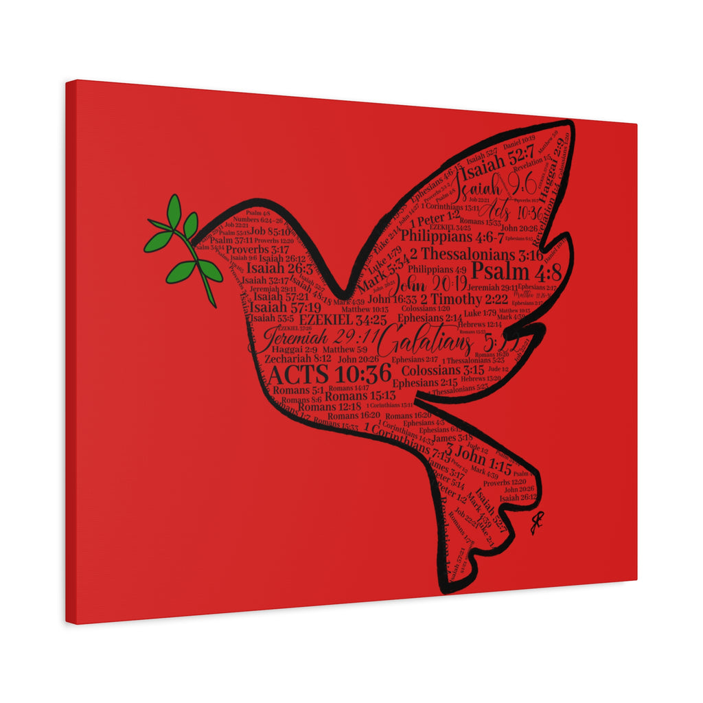 Red "Peace" Scripture Wall Art Canvas – Christian Faith Bible Verse Decor