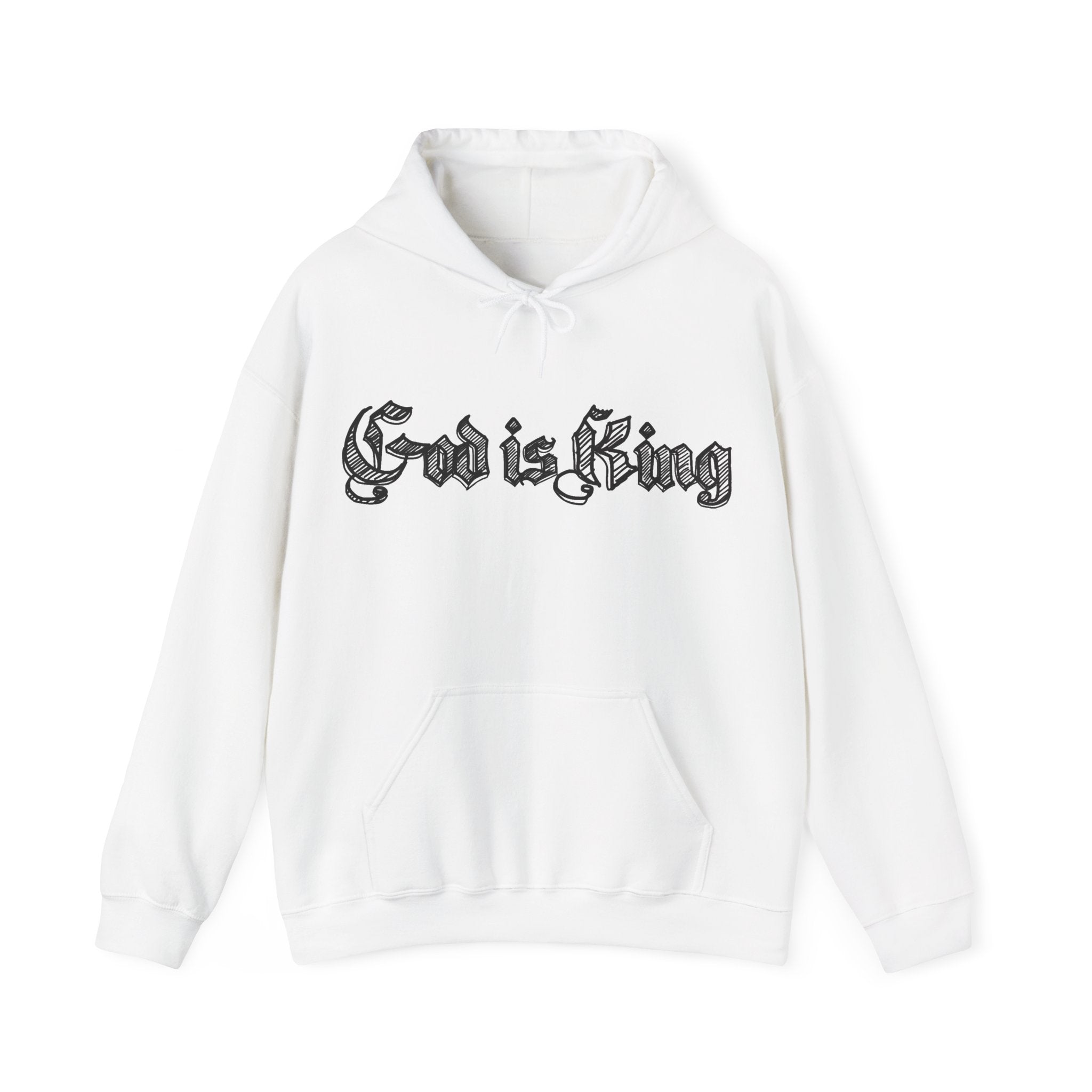 God Is King Hoodie - Gothic Script Religious Pullover