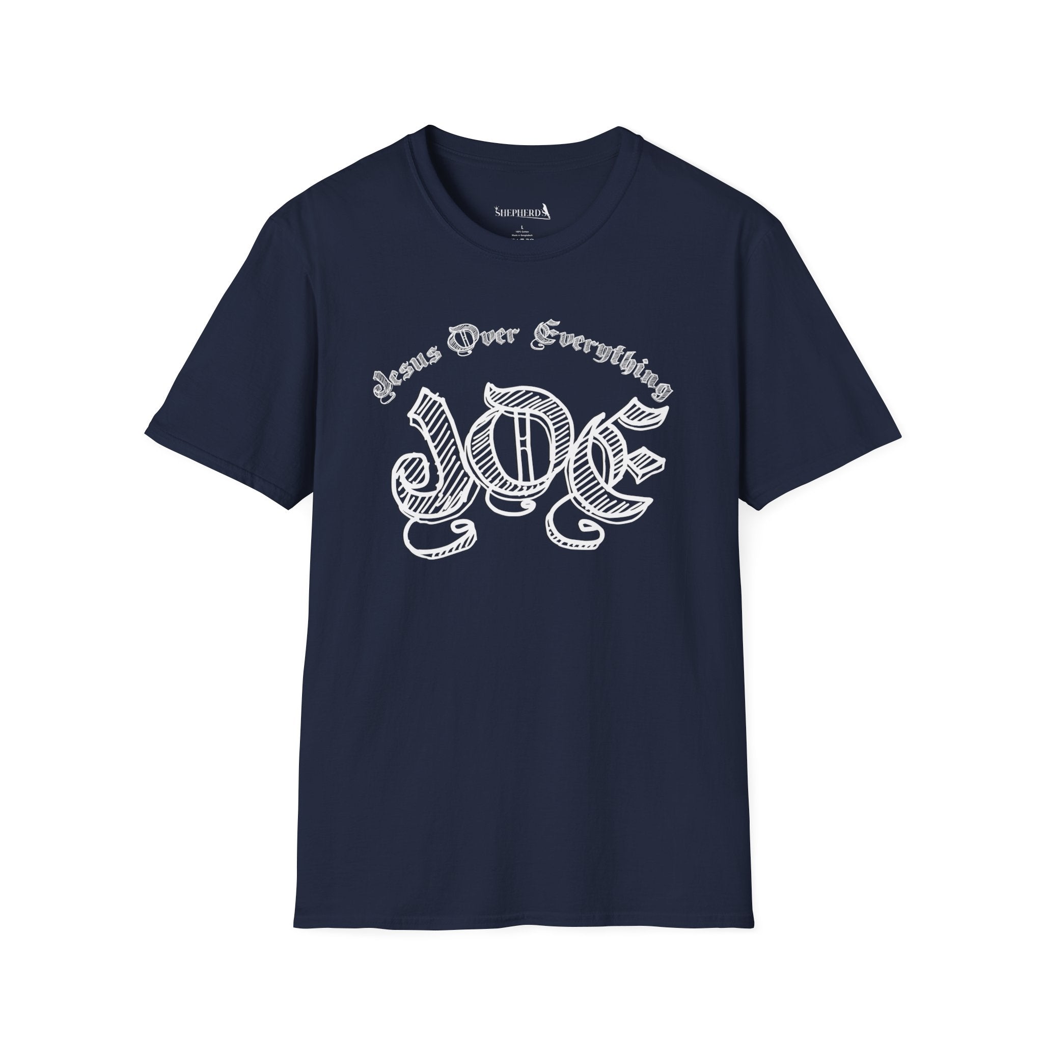 J.O.E "Jesus Over Everything" T-Shirt — Faith-Based Vintage Script Tee
