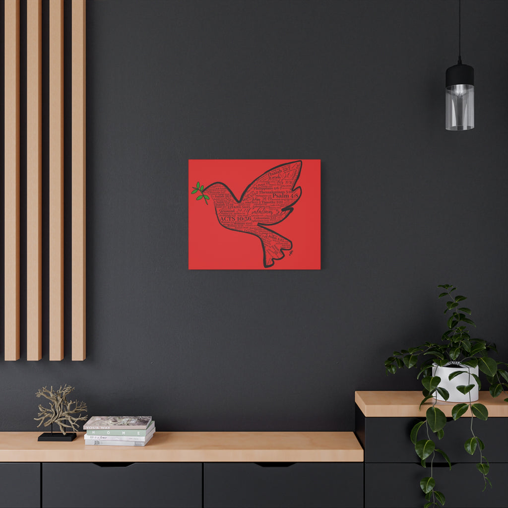 Red "Peace" Scripture Wall Art Canvas – Christian Faith Bible Verse Decor