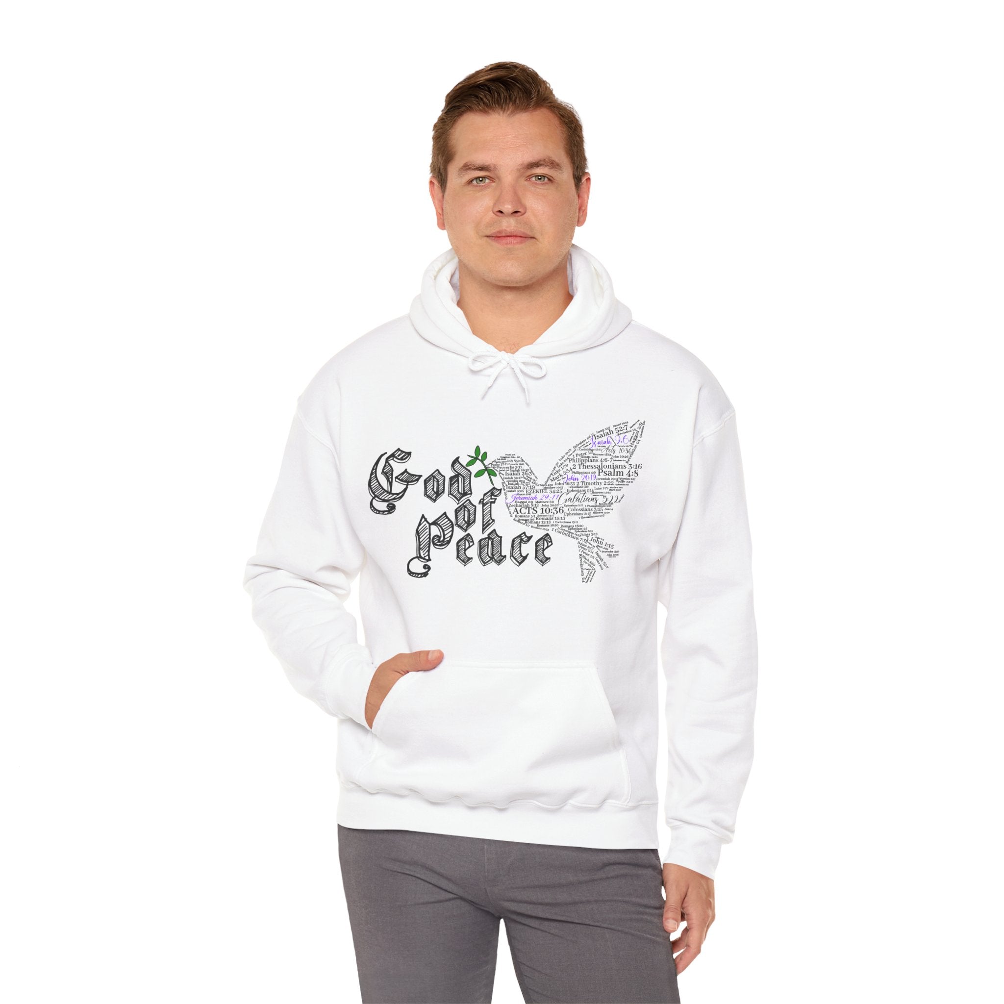 Peace Dove Hoodie — God of Peace Script Graphic Hooded Sweatshirt