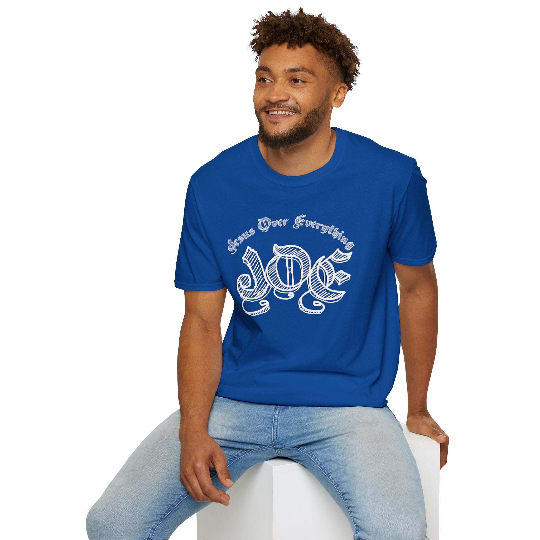 J.O.E "Jesus Over Everything" T-Shirt — Faith-Based Vintage Script Tee
