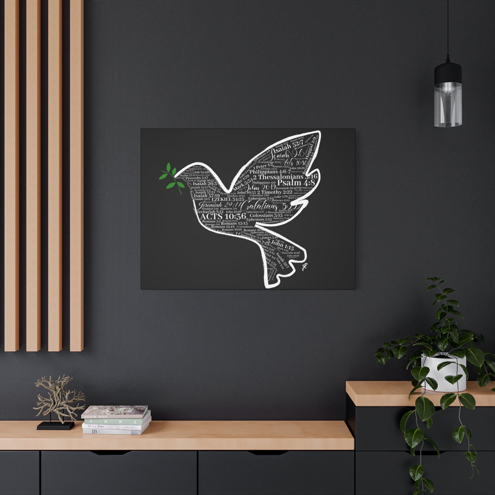 "Peace I Give Unto You" Canvas Wall Art — Scripture Typography  Matte Stretched Canvas