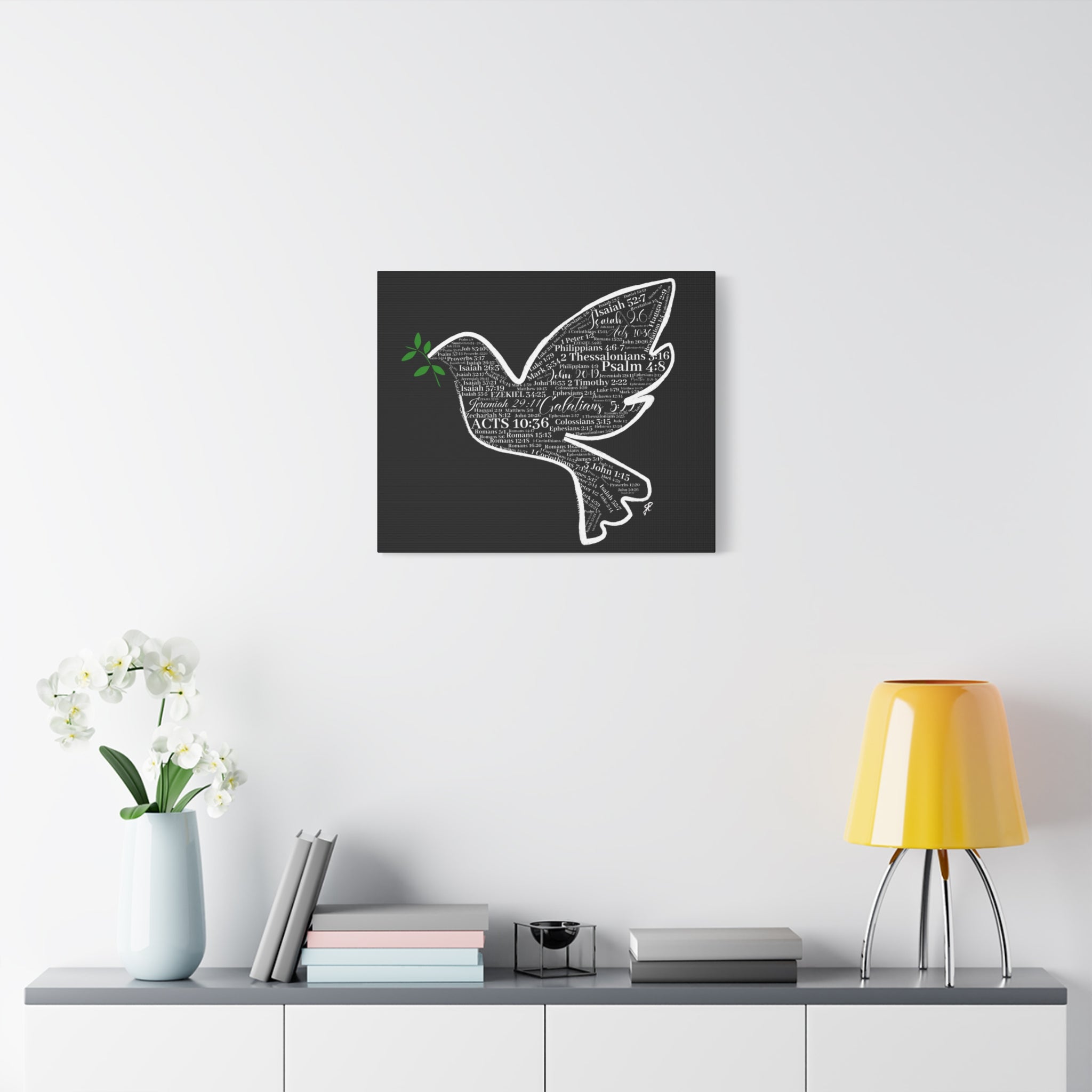 "Peace I Give Unto You" Canvas Wall Art — Scripture Typography  Matte Stretched Canvas