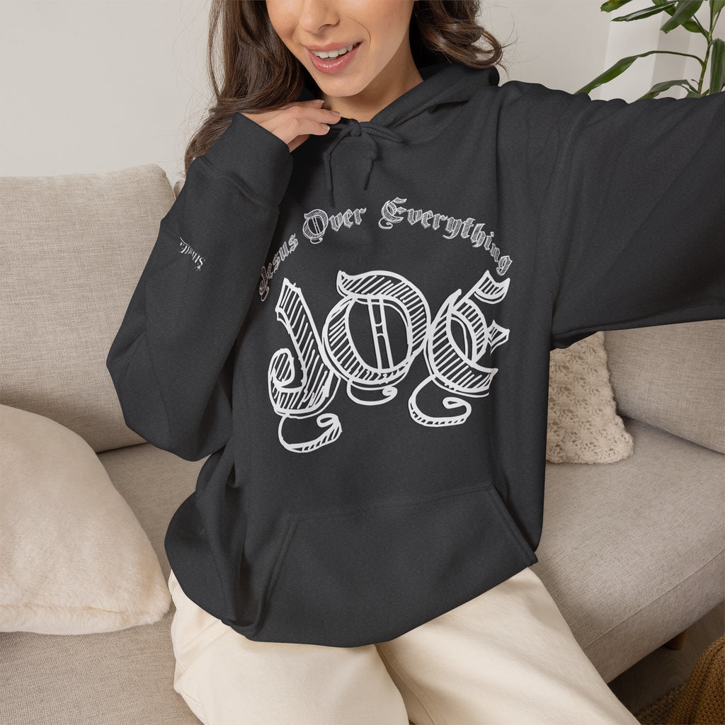 Hoodie — 'Love' Gothic Script Pullover (Love Over Everything)