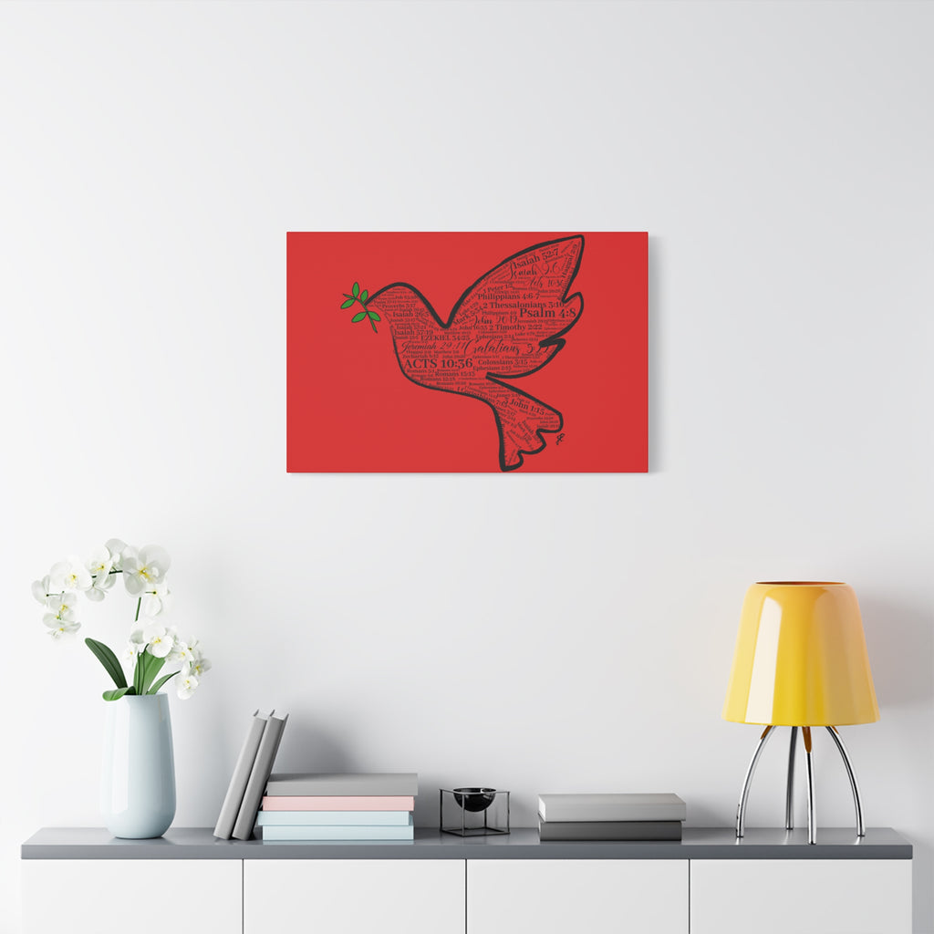 Red "Peace" Scripture Wall Art Canvas – Christian Faith Bible Verse Decor
