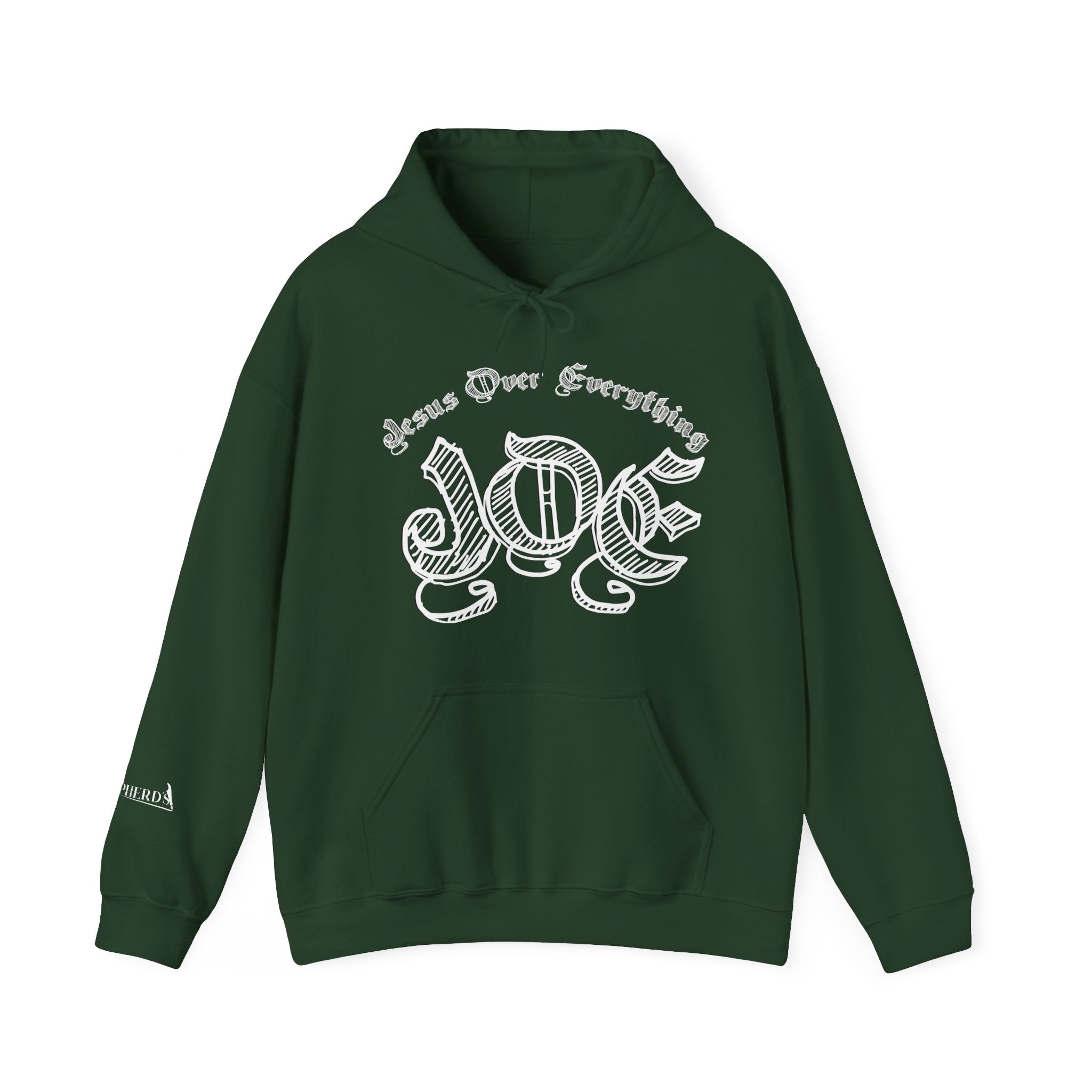 Hoodie — 'Love' Gothic Script Pullover (Love Over Everything)