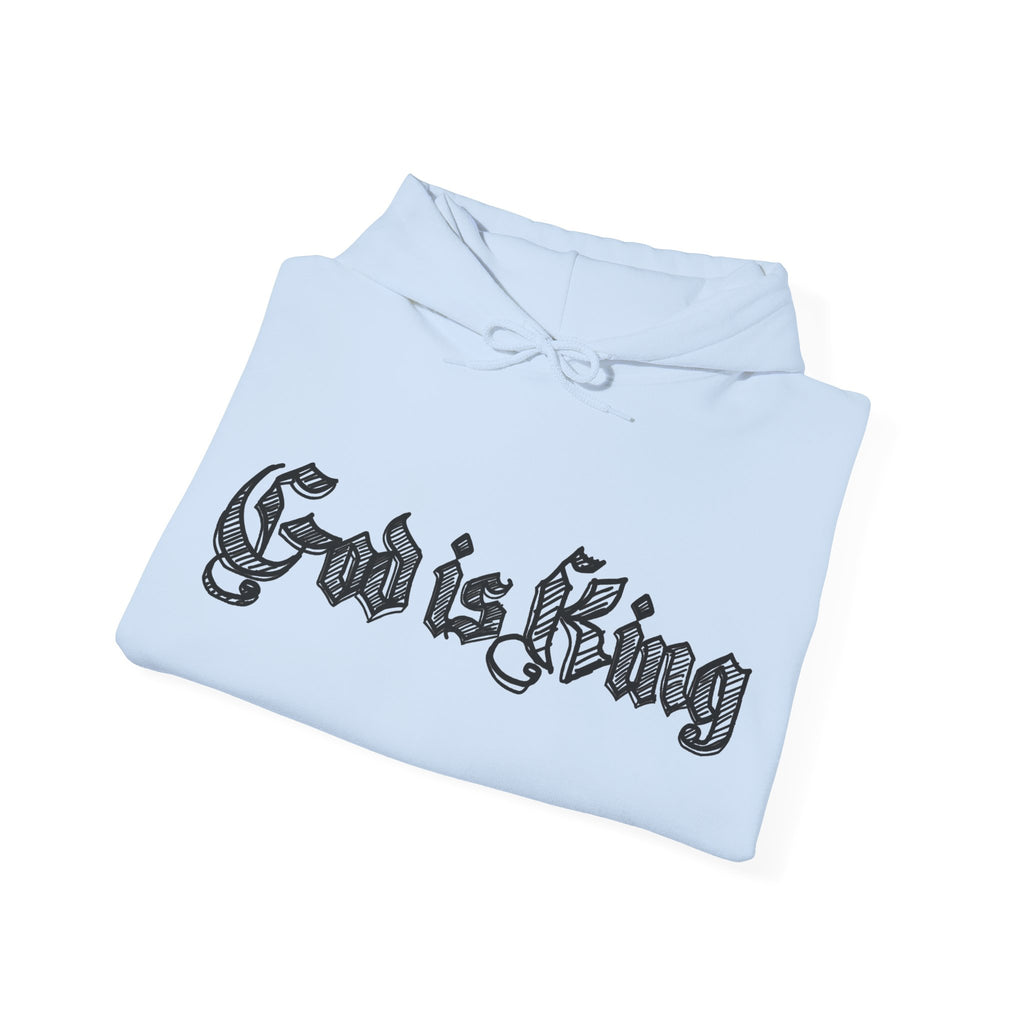 God Is King Hoodie - Gothic Script Religious Pullover
