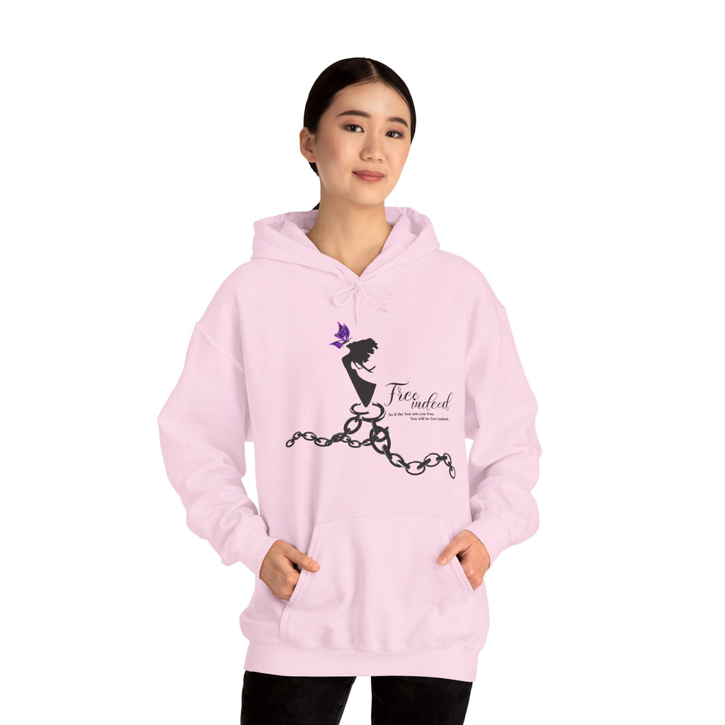 Freedom Chains Hoodie — 'Free Indeed' Silhouette with Purple Butterfly