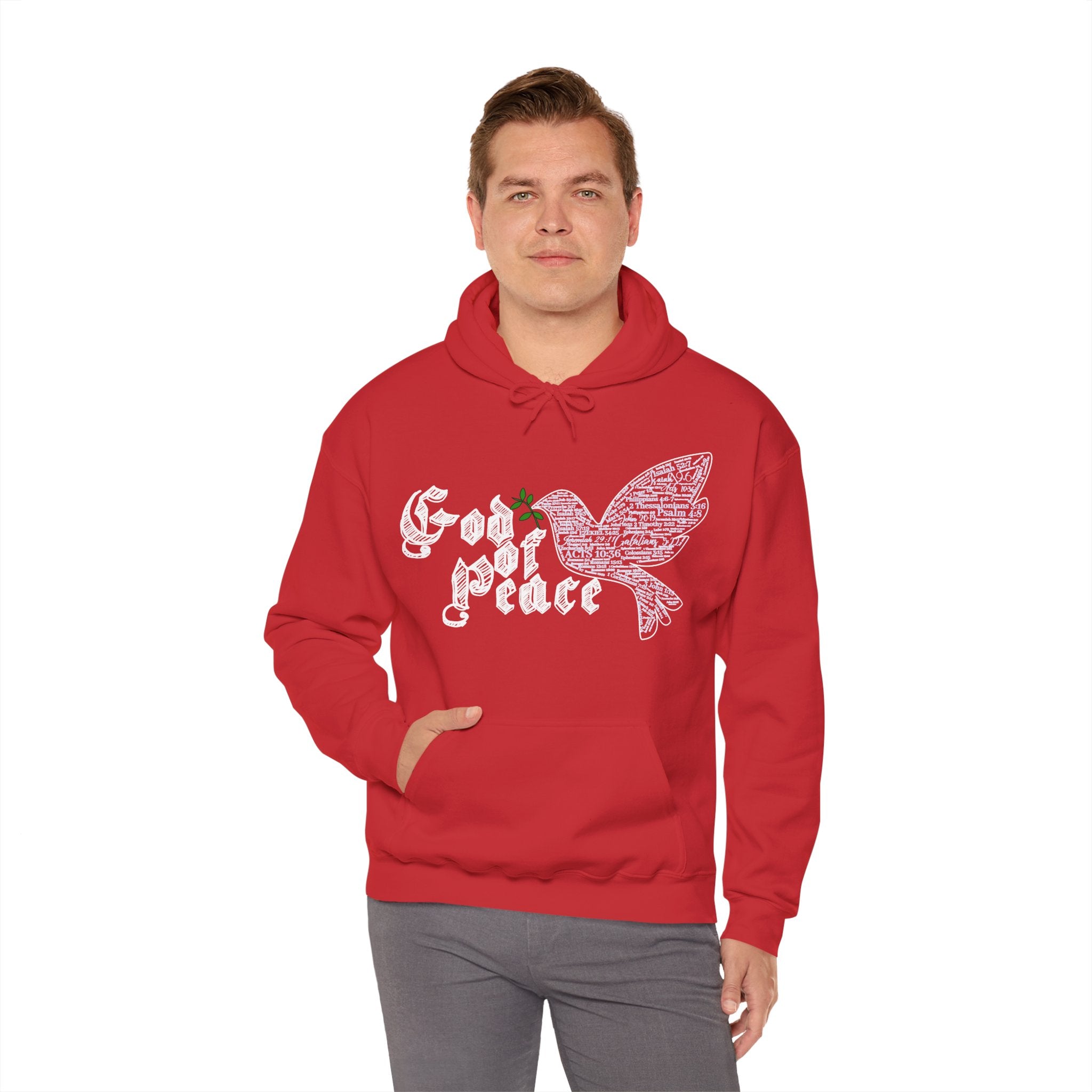 Peace Dove Hoodie — God of Peace Script Graphic Hooded Sweatshirt