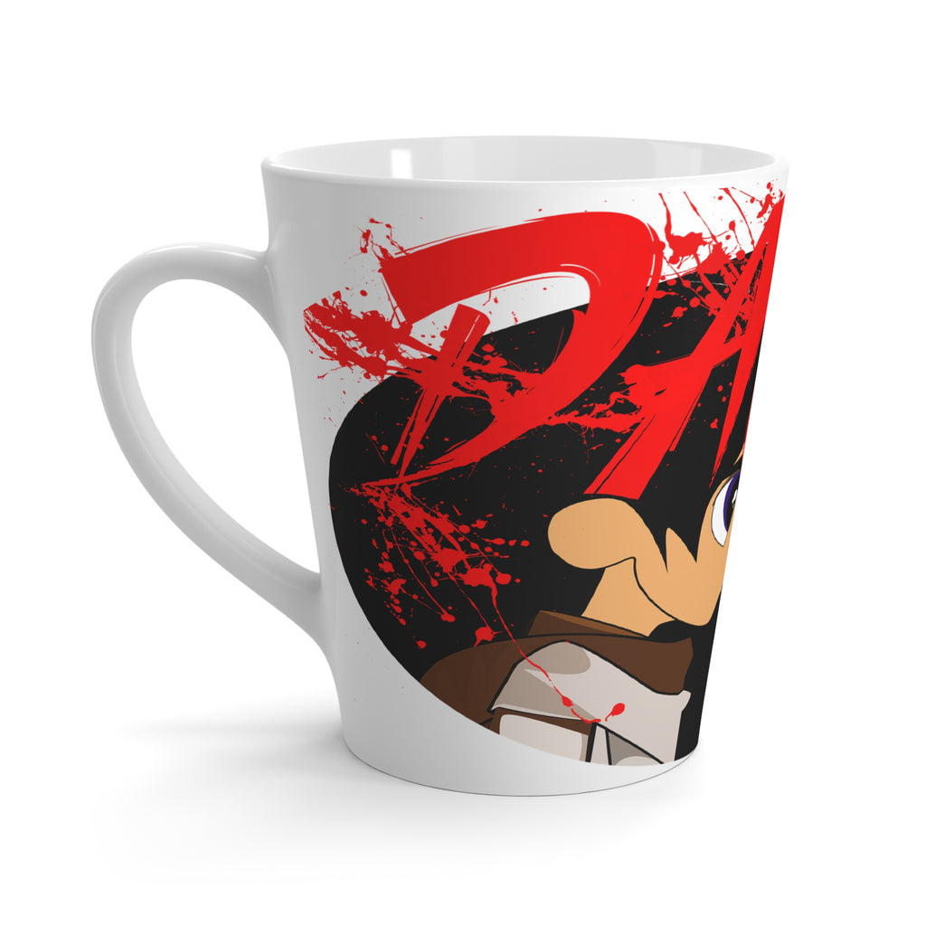Anime Warrior Latte Mug — Bold Red Splash Character Design