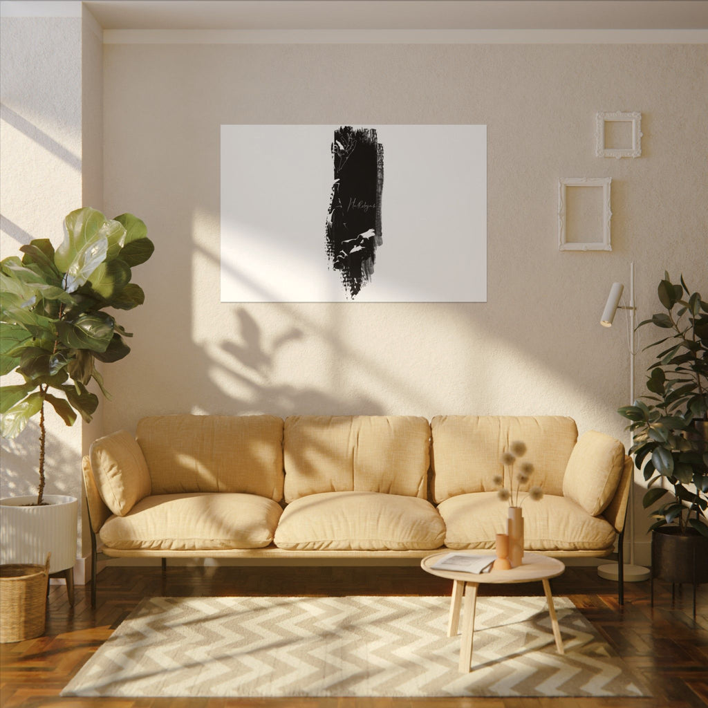 "Hallelujah" Abstract Black Brushstroke Canvas Print — Minimalist Stretched Wall Art