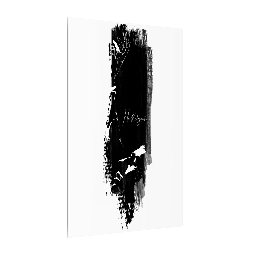 "Hallelujah" Abstract Black Brushstroke Canvas Print — Minimalist Stretched Wall Art