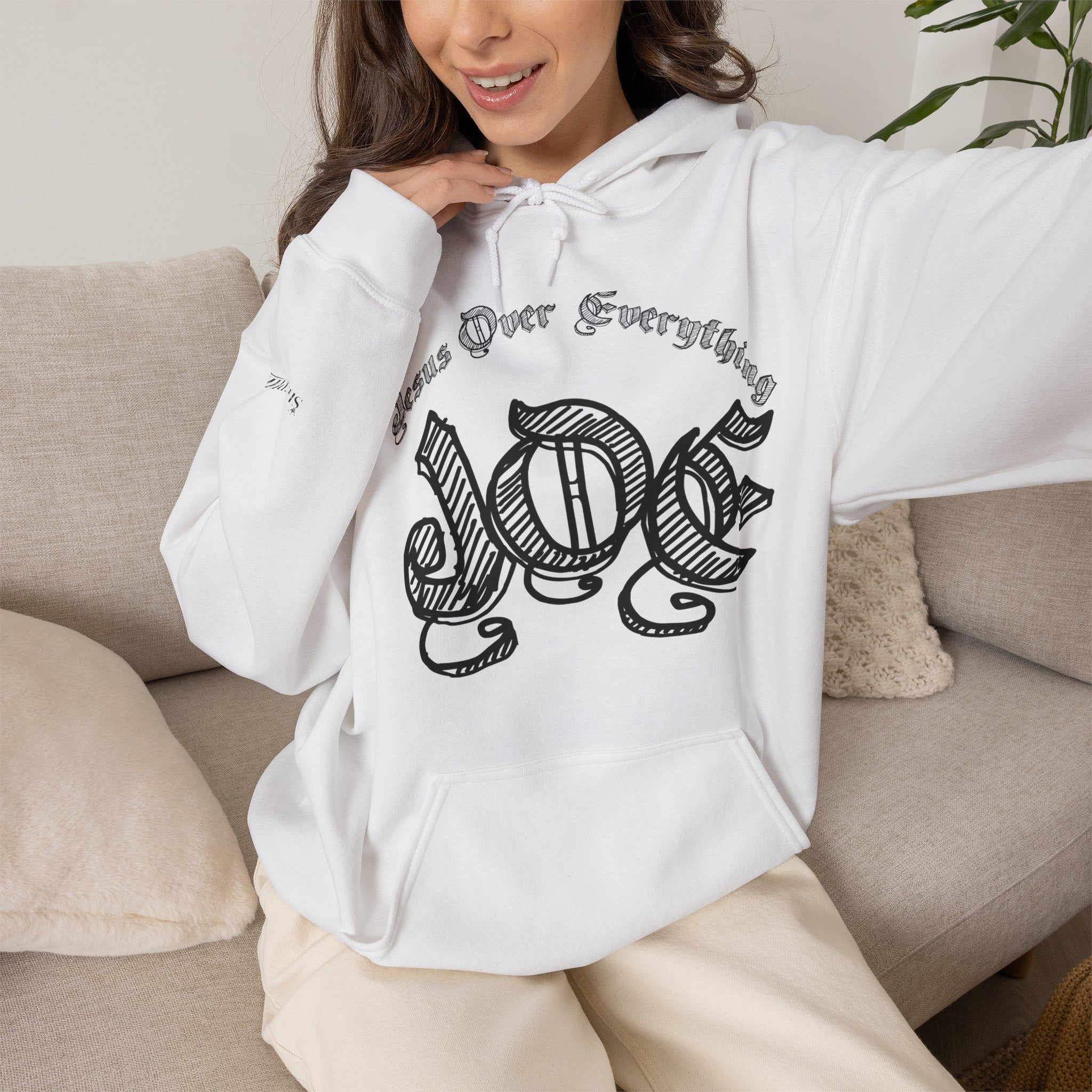 Hoodie — 'Love' Gothic Script Pullover (Love Over Everything)