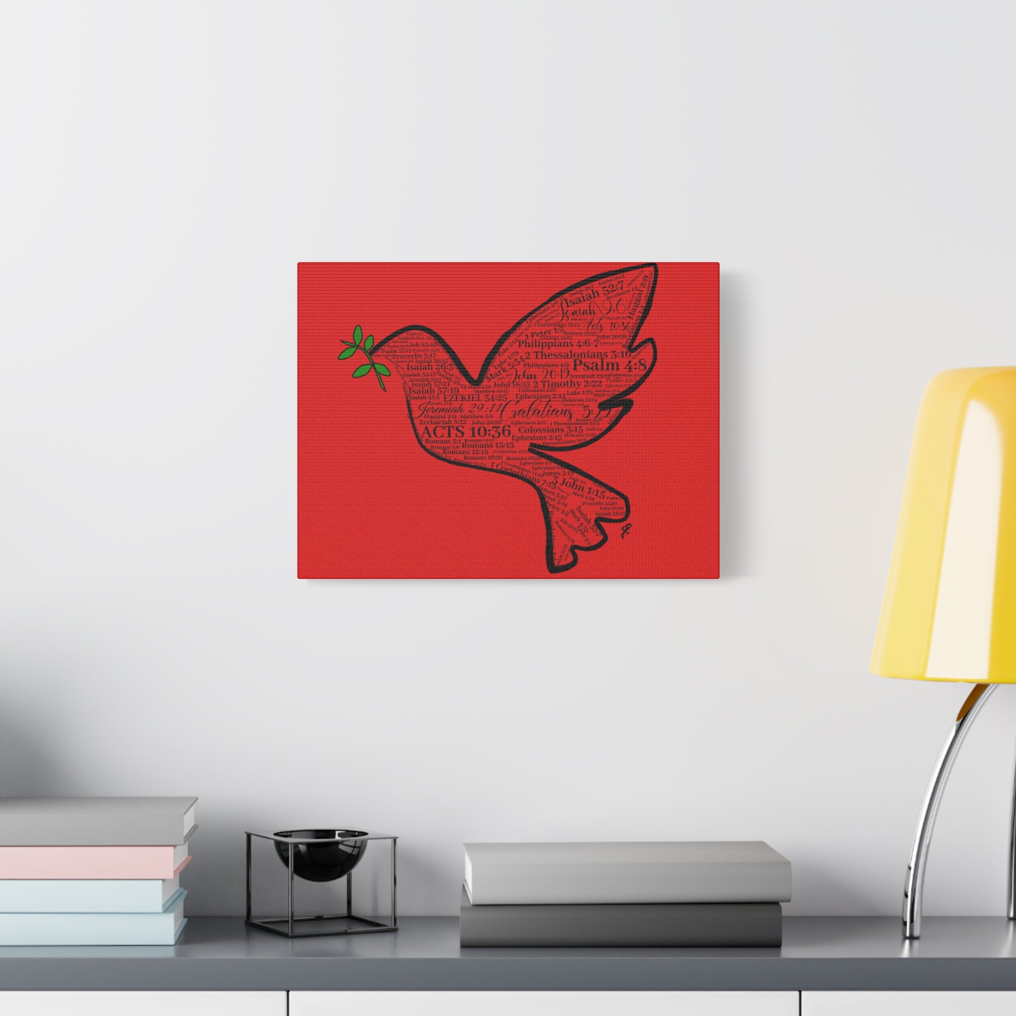 Red "Peace" Scripture Wall Art Canvas – Christian Faith Bible Verse Decor