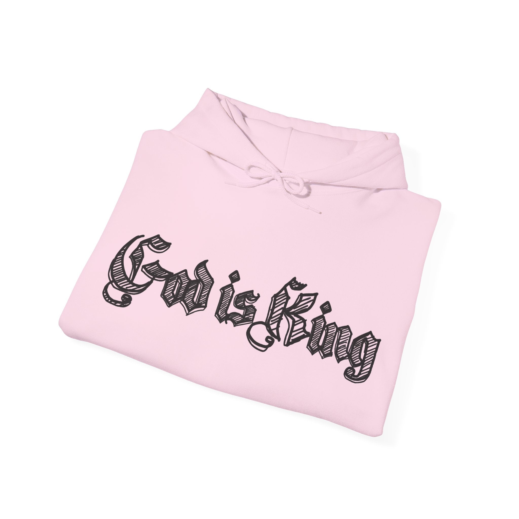 God Is King Hoodie - Gothic Script Religious Pullover