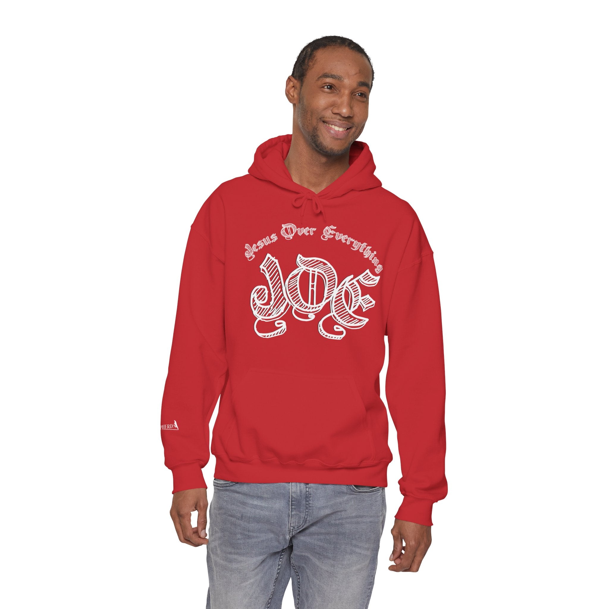 Hoodie — 'Love' Gothic Script Pullover (Love Over Everything)