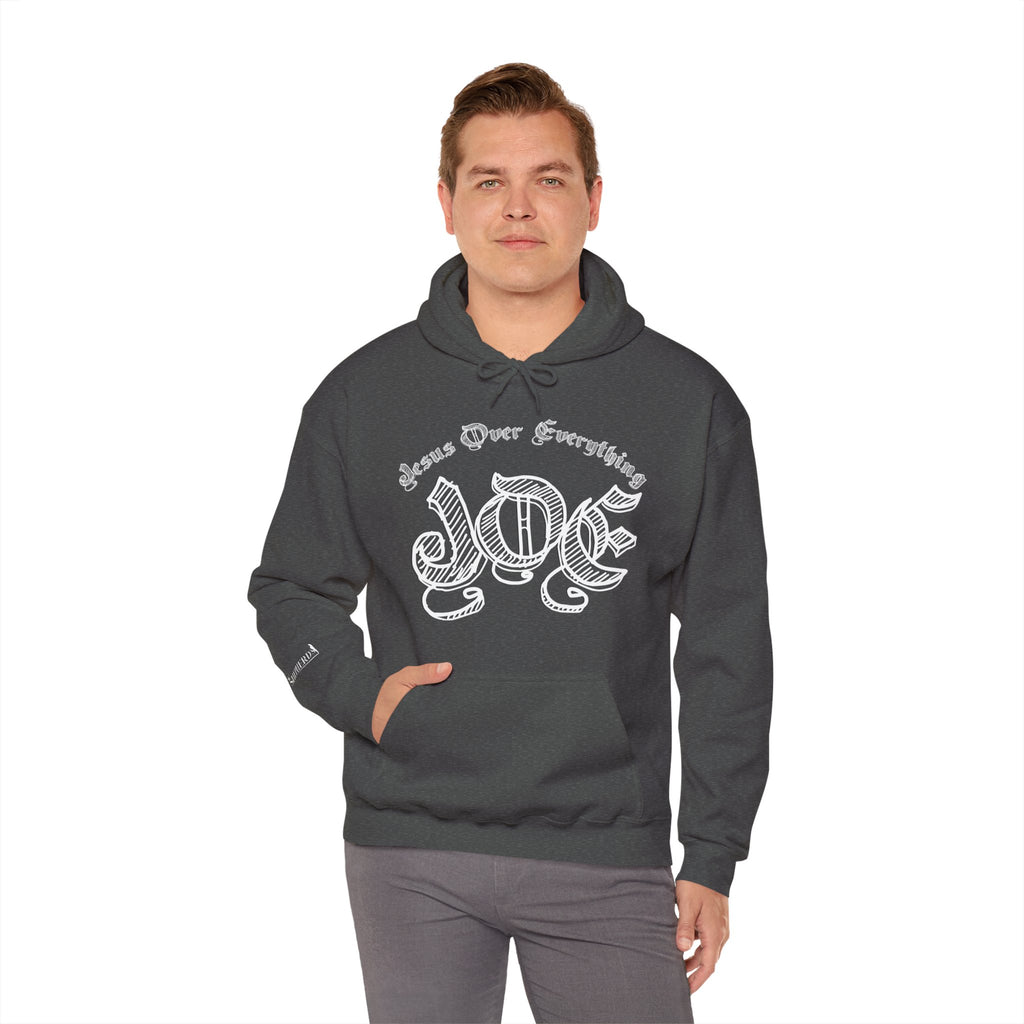 Hoodie — 'Love' Gothic Script Pullover (Love Over Everything)