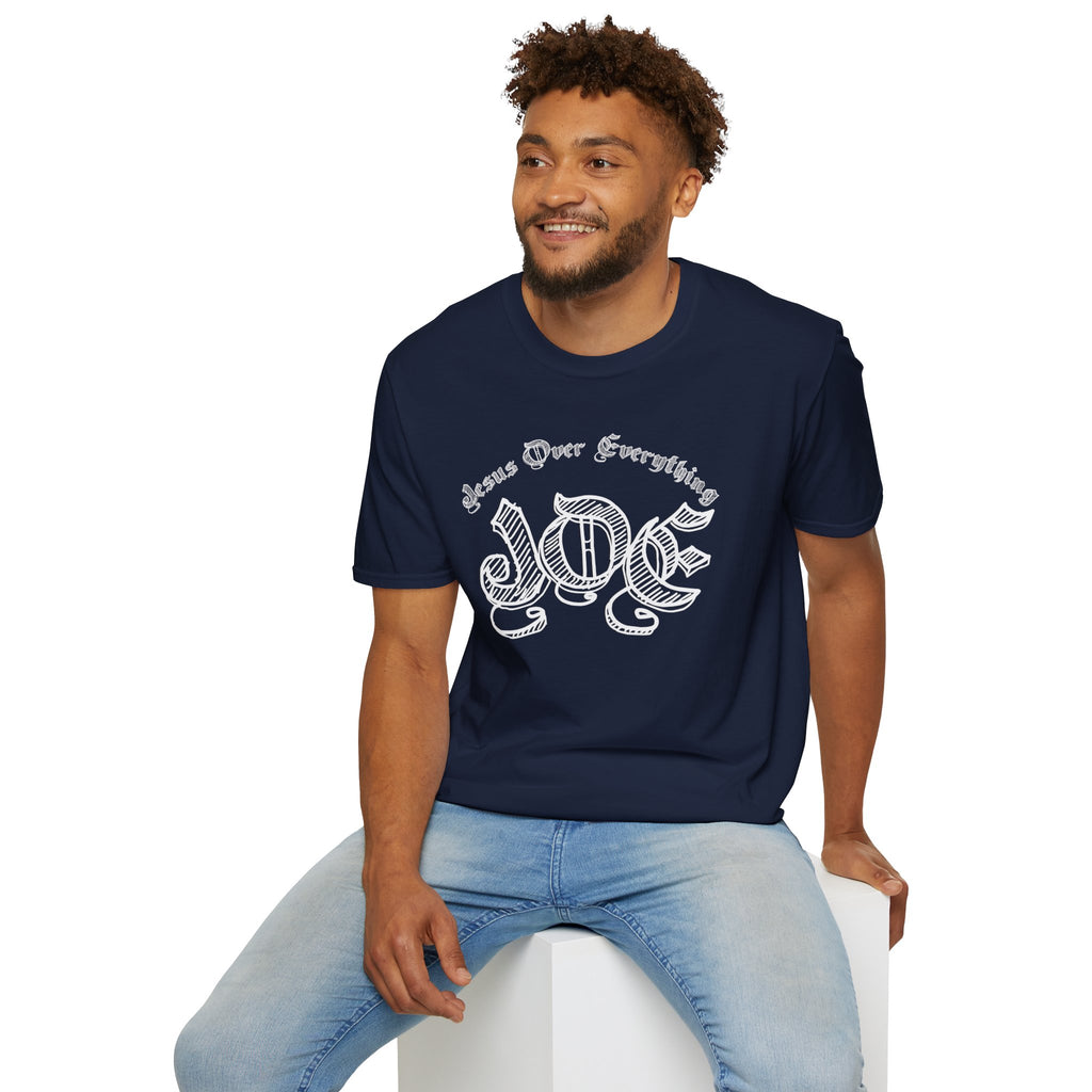 J.O.E "Jesus Over Everything" T-Shirt — Faith-Based Vintage Script Tee