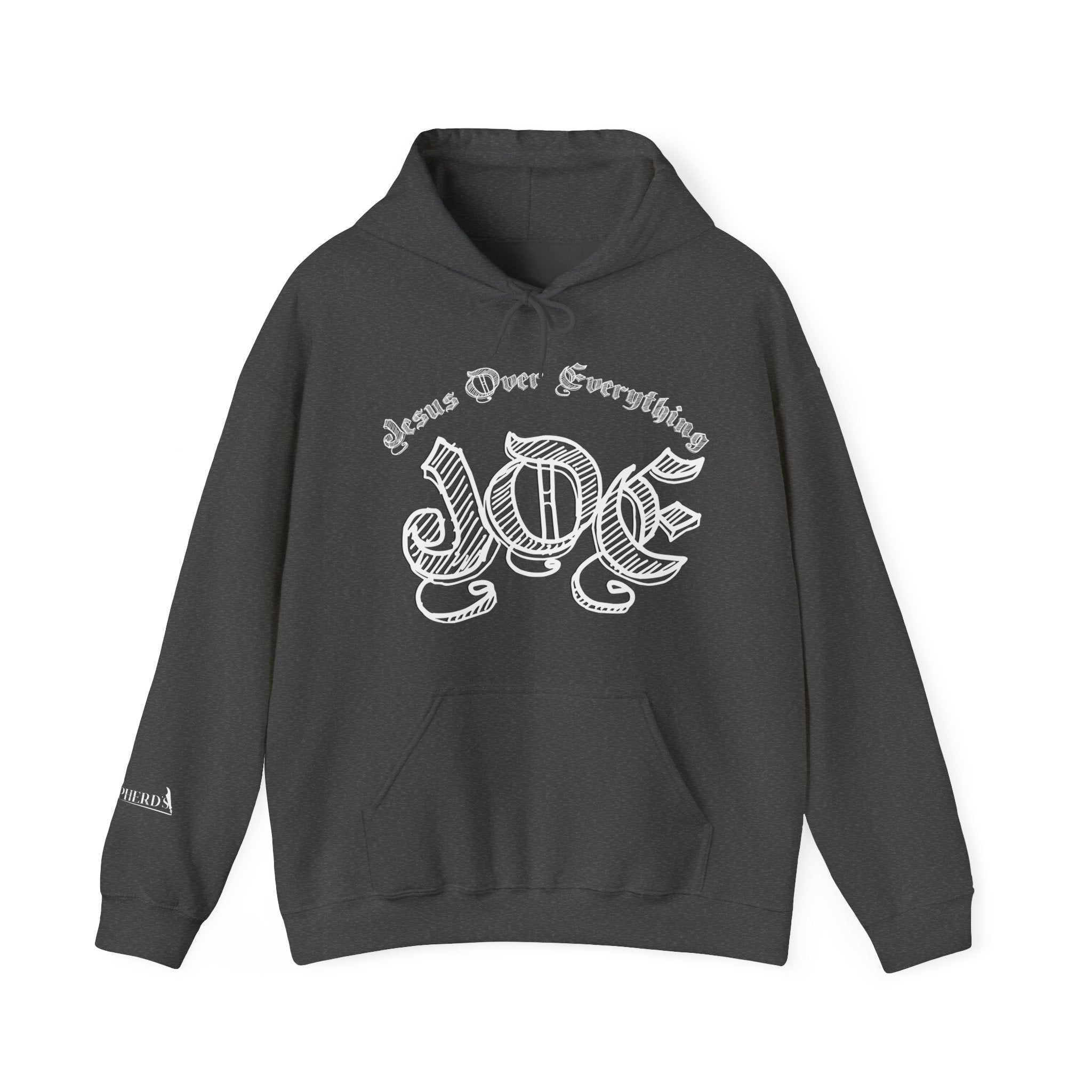 Hoodie — 'Love' Gothic Script Pullover (Love Over Everything)