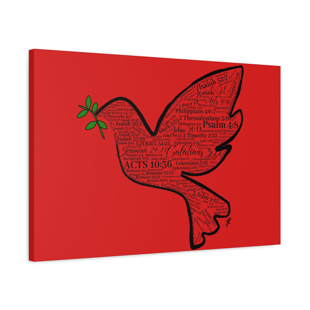 Red "Peace" Scripture Wall Art Canvas – Christian Faith Bible Verse Decor