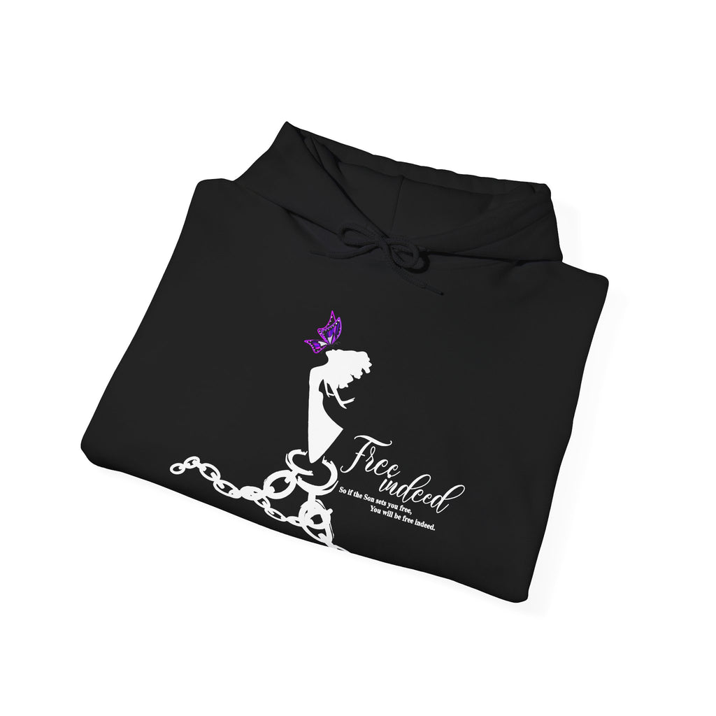 Freedom Chains Hoodie — 'Free Indeed' Silhouette with Purple Butterfly
