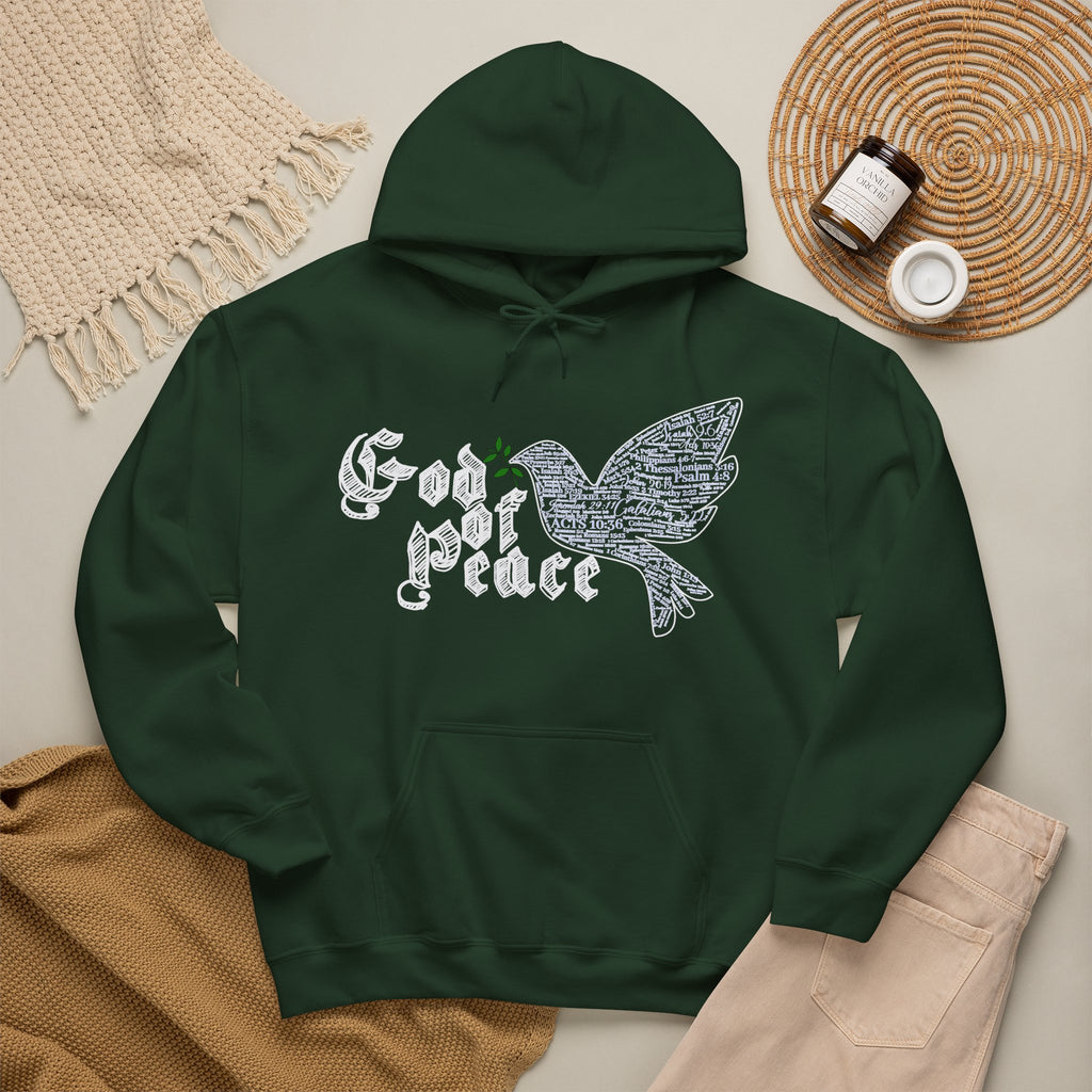 Peace Dove Hoodie — God of Peace Script Graphic Hooded Sweatshirt