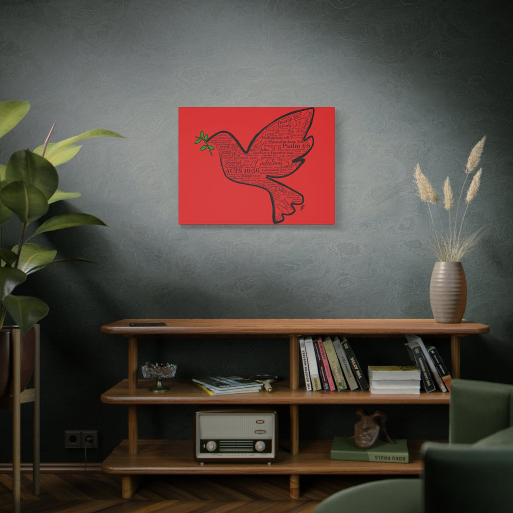 Red "Peace" Scripture Wall Art Canvas – Christian Faith Bible Verse Decor
